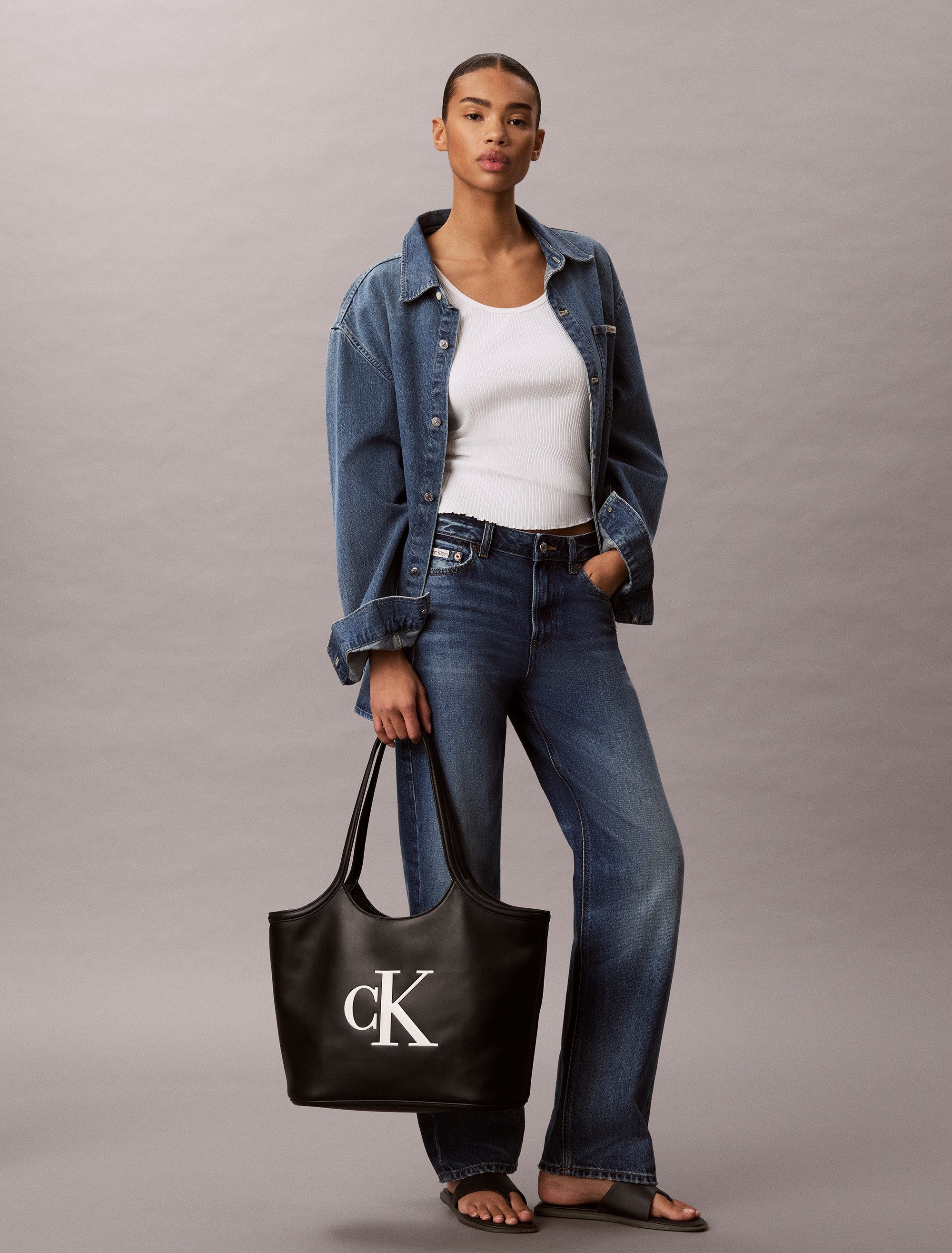 Calvin Klein Tragetasche BOLD CK SHOPPER, Shopper, Damen Umhängetasche, Schultertasche