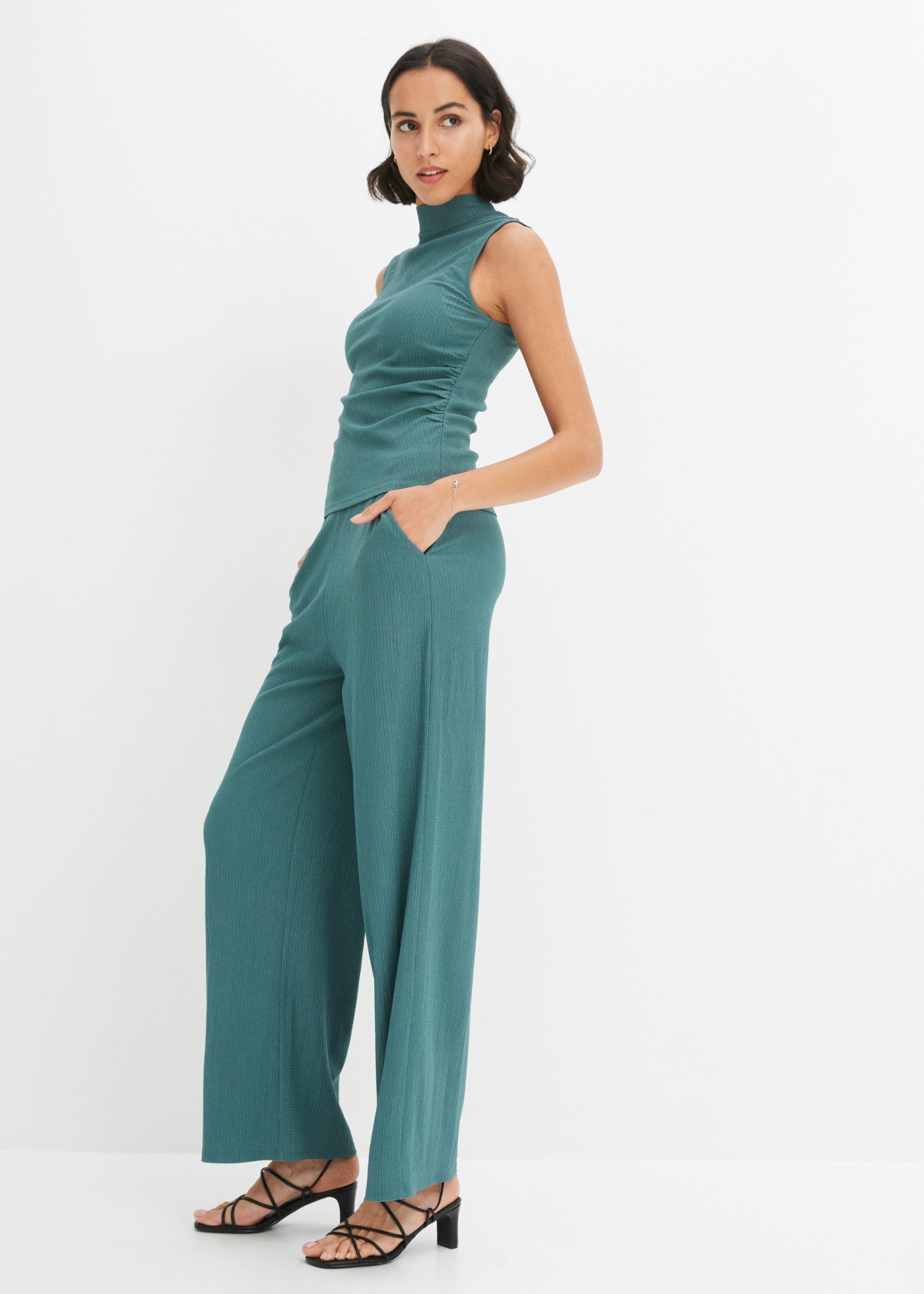 bonprix Overall (Set, 2er) aus Crinklejersey, schmale Passform, ärmellos, im 2er-Set