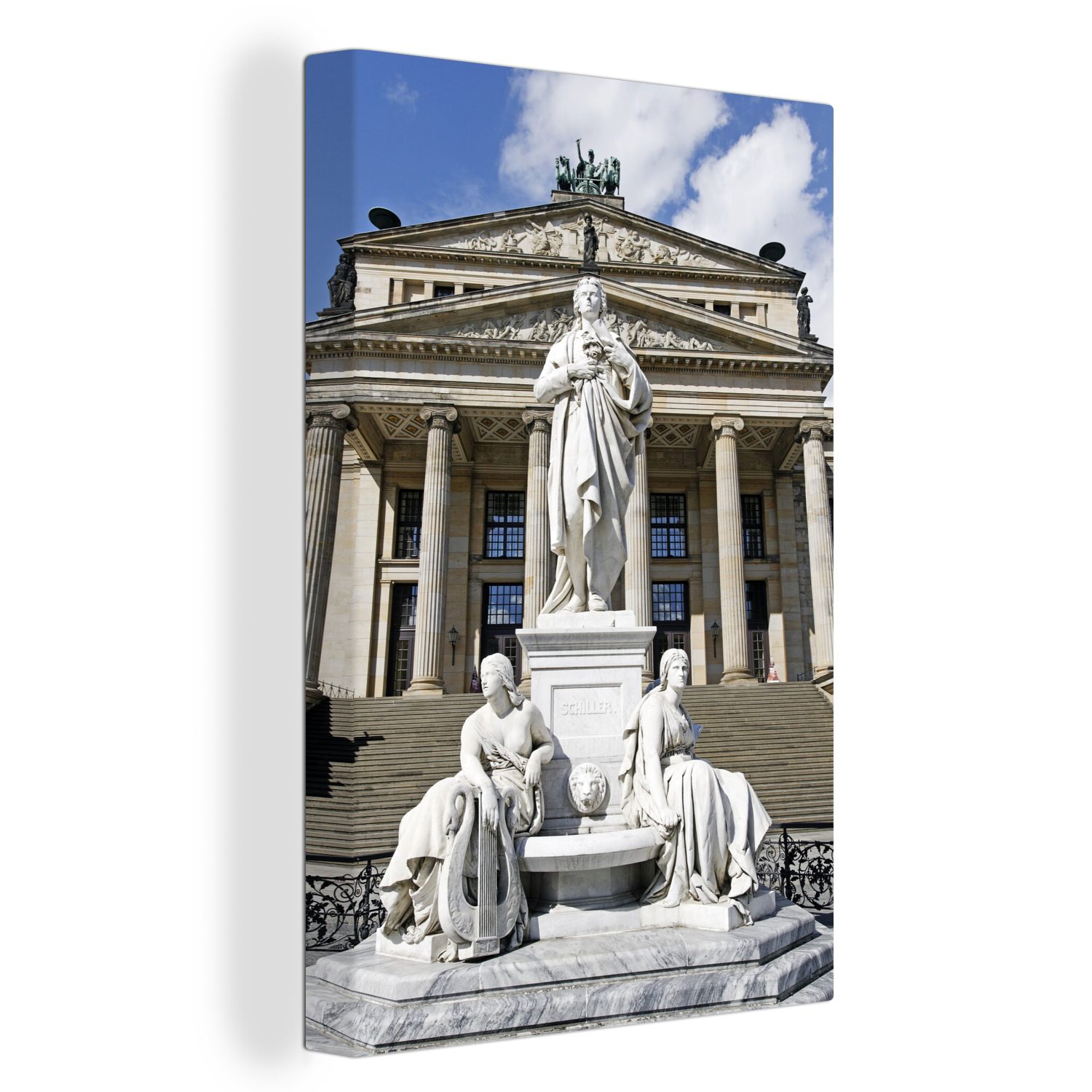 OneMillionCanvasses® Leinwandbild Das Konzerthaus in Berlin und das Schiller-Denkmal, (1 St), Leinwandbild fertig bespannt inkl. Zackenaufhänger, Gemälde, 20x30 cm