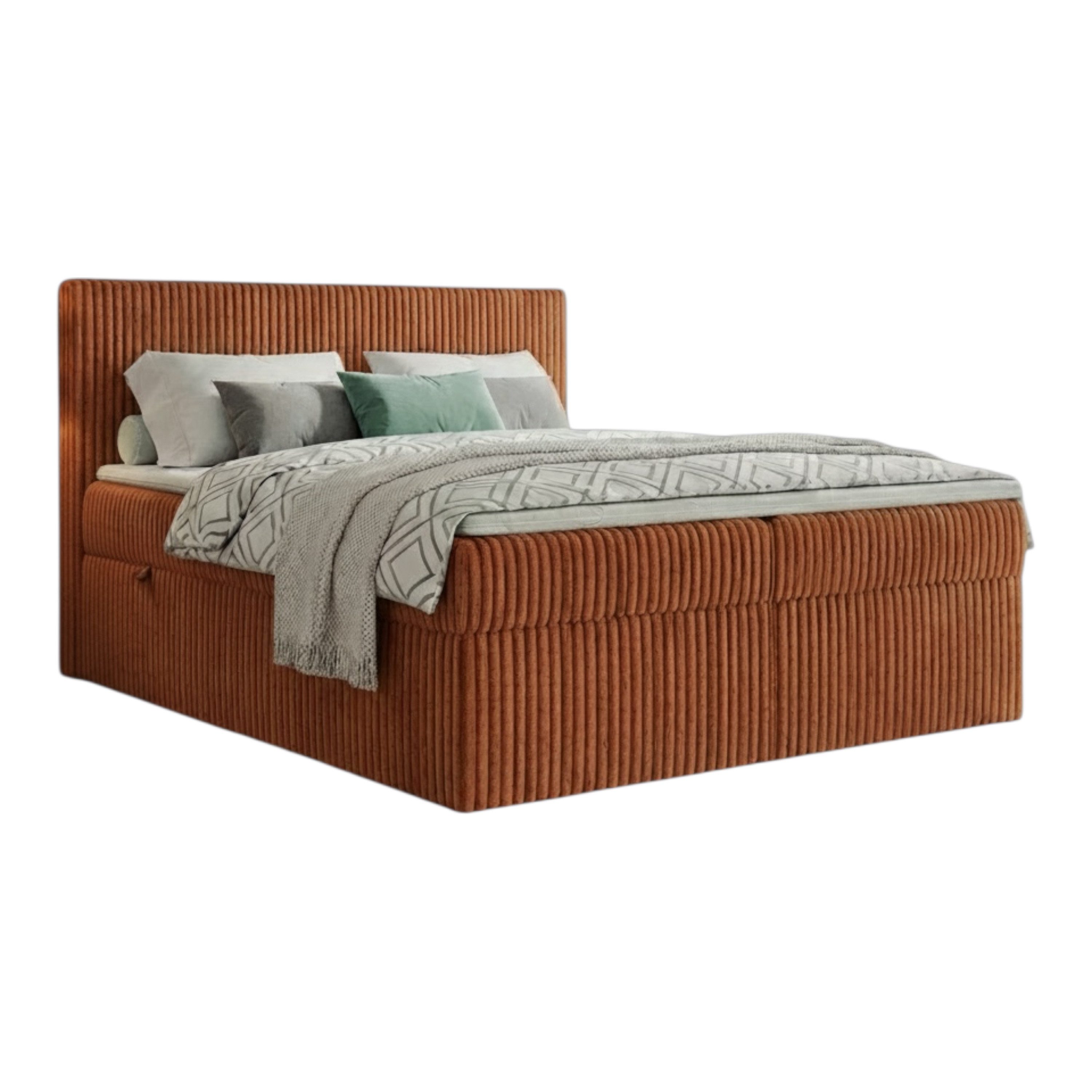 A&J MöbelLand GmbH Boxspringbett RALF mit Bettkasten, Topper und gepolstertem Kopfteil. (Boxspringbett mit Bettkasten und gepolstertem Kopfteil)