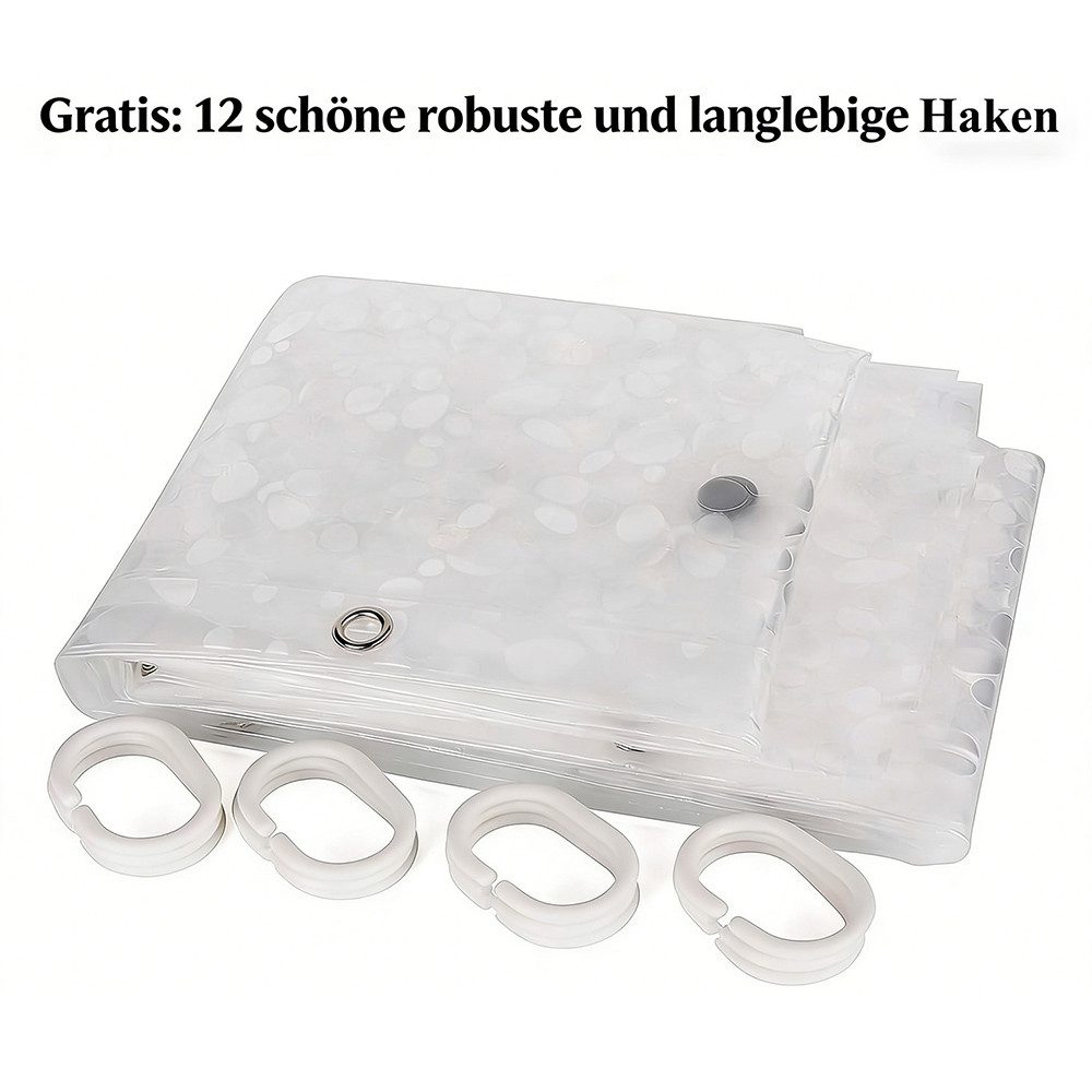 Fyrove Duschvorhang Duschvorhang Anti-Schimmel mit Gewicht Magnet unten, 3D Steinmuster Breite 180 cm, 0.2mm Wasserdicht Antibakteriell Eva Vorhang für Dusche u – Bild 2 von 5