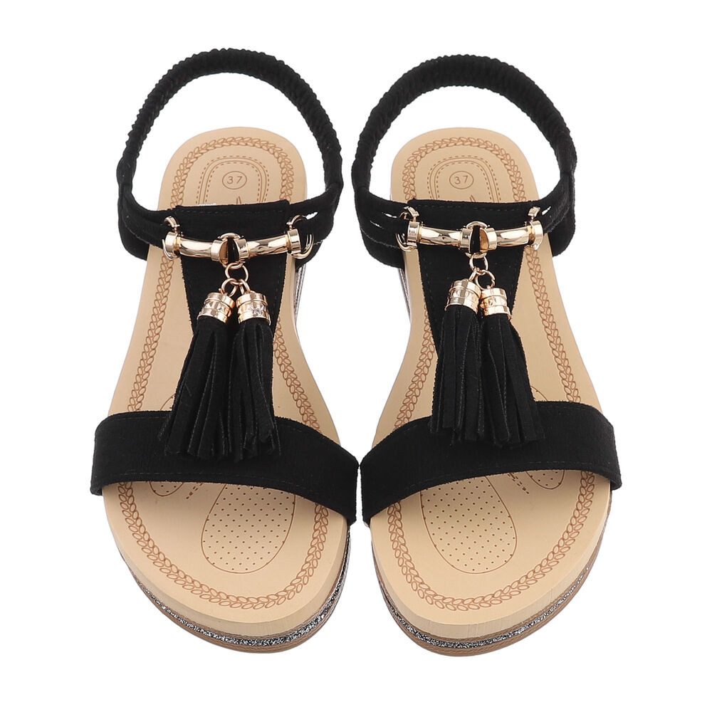 Ital-Design Damen Freizeit Riemchensandalette (85960276) Keilabsatz/Wedge Keilsandaletten in Schwarz – Bild 4 von 4