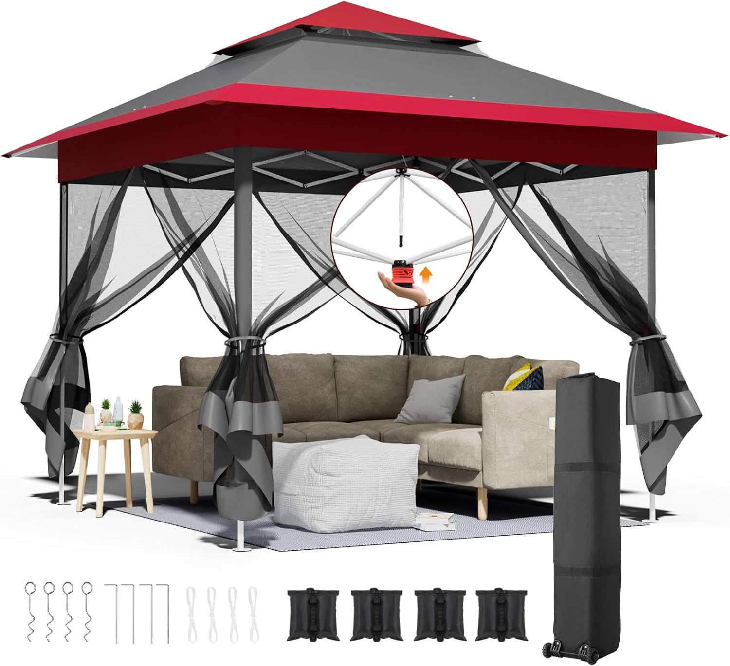 TLGREEN Faltpavillon 3,3x3,3 mit 4 Moskitonetz günstig online kaufen