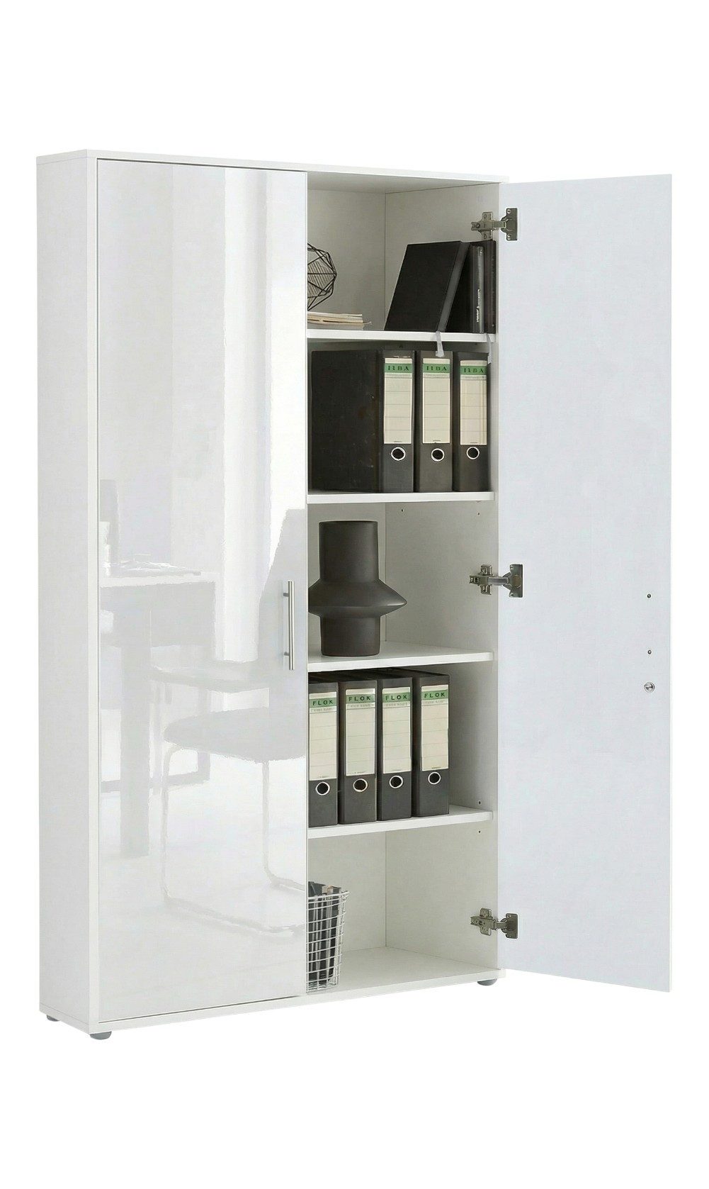 moebel-dich-auf Aktenschrank TABOR hoch (Büroschrank Ordnerschrank Mehrzweckschrank, Metallgriffe, 5 Fächer, abschließbar) Made in Germany