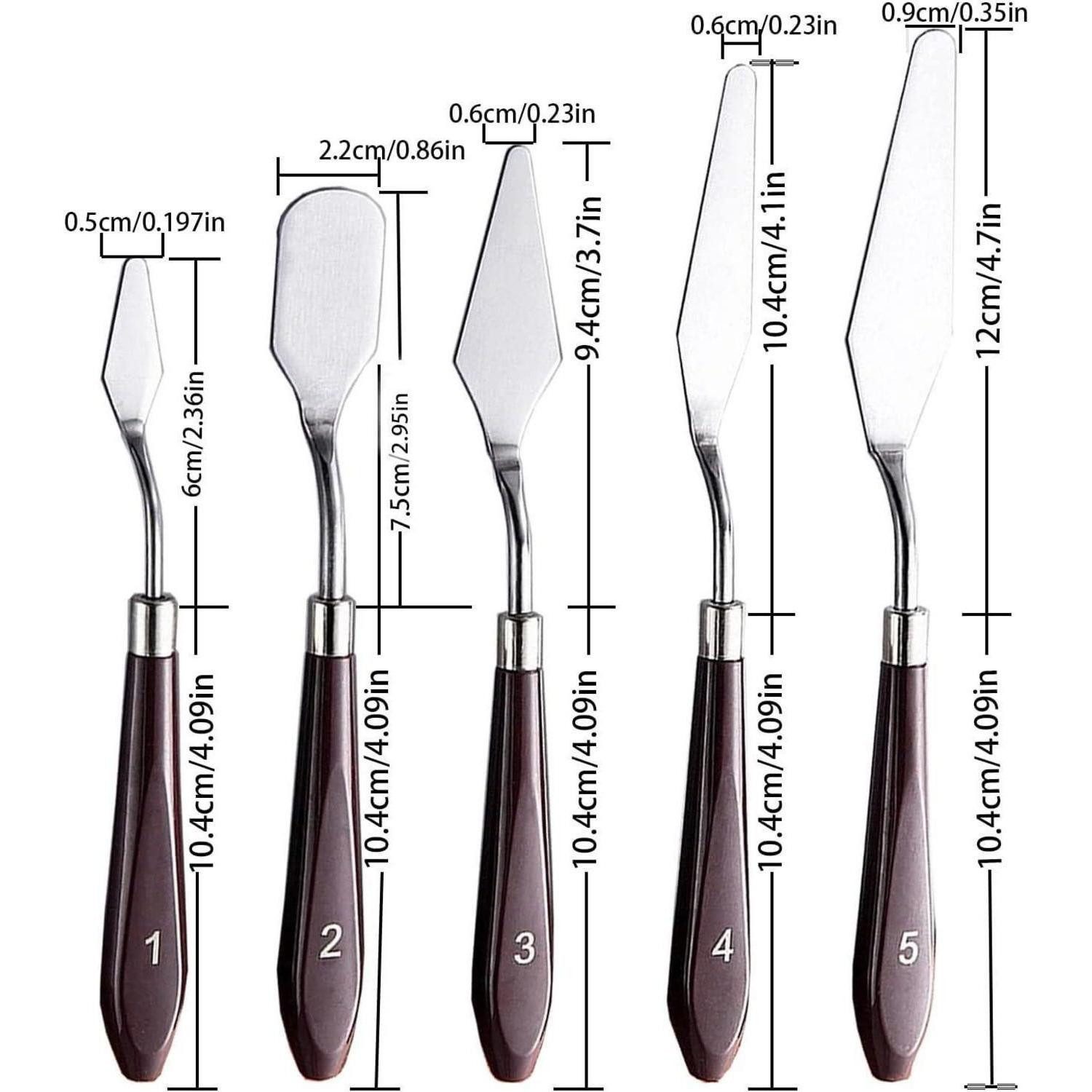 LuxusKollektion Malerspachtel Malmesser 5 Stück für Acrylfarben Palettenmesser Edelstahl