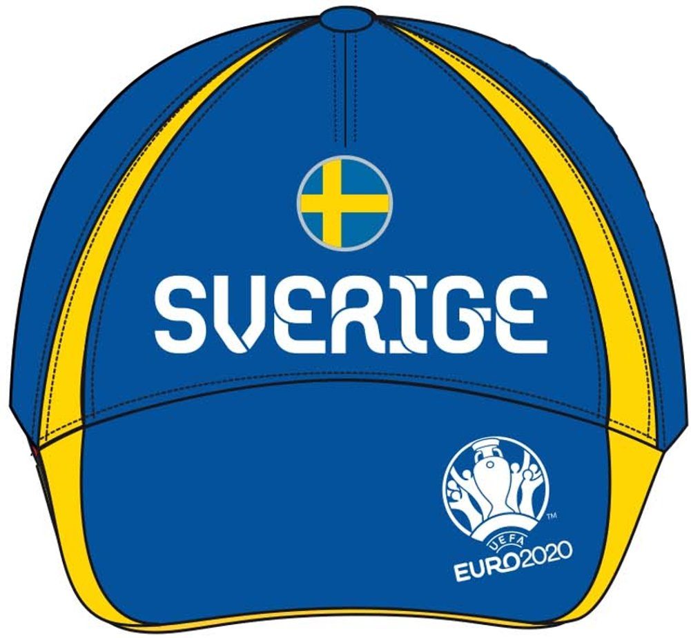Fußball Sverige coole-fun-t-shirts Mädchen Jungen Blau Snapback + + EM Schirmmütze Schule, Europameisterschaft 54 und Einschulung Gr.52 Schirmmütze Kita, Base für Basecap Kinder SCHWEDEN
