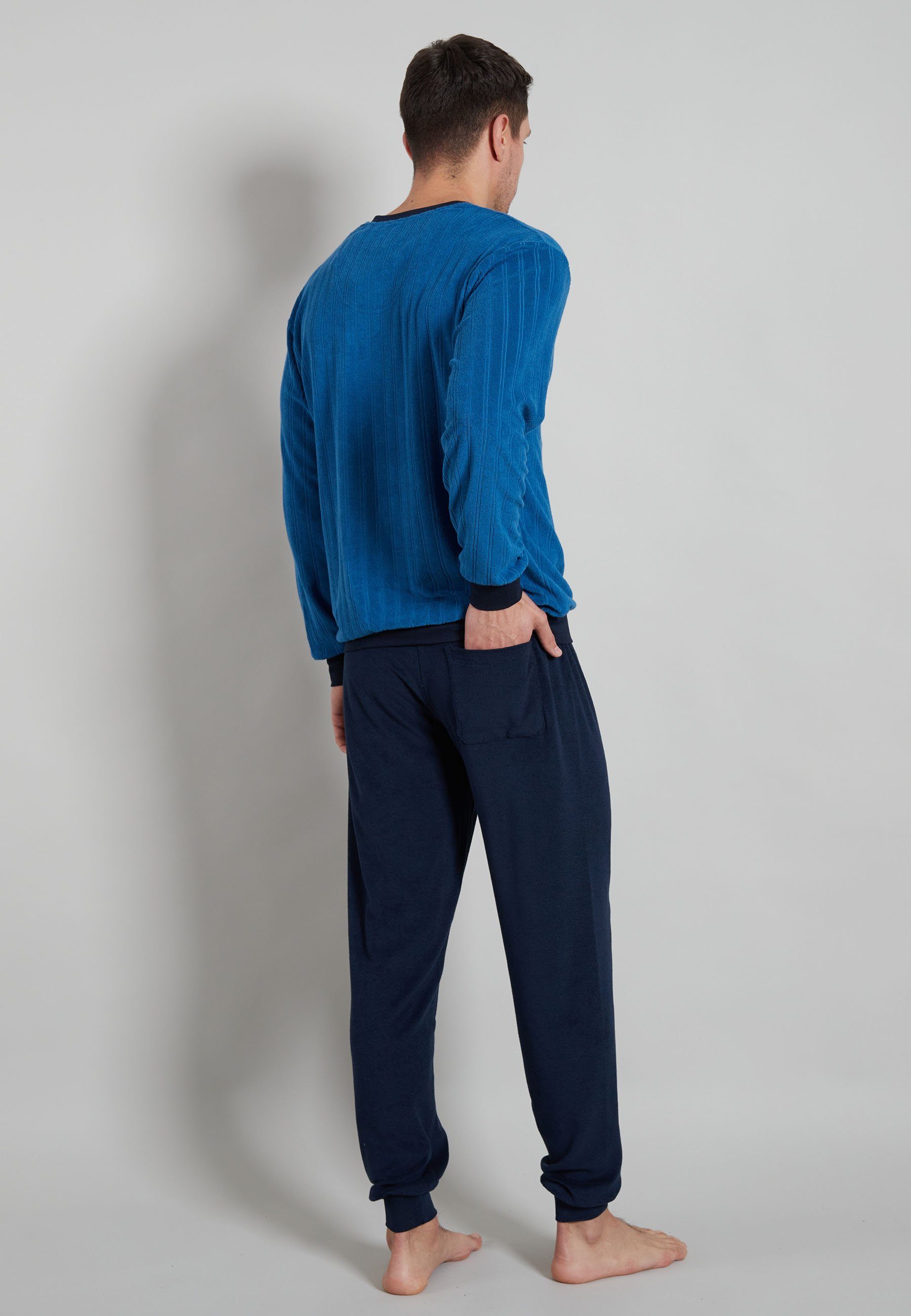 GÖTZBURG Pyjama GÖTZBURG Herren Pyjama blau längsgestreift (1 tlg)