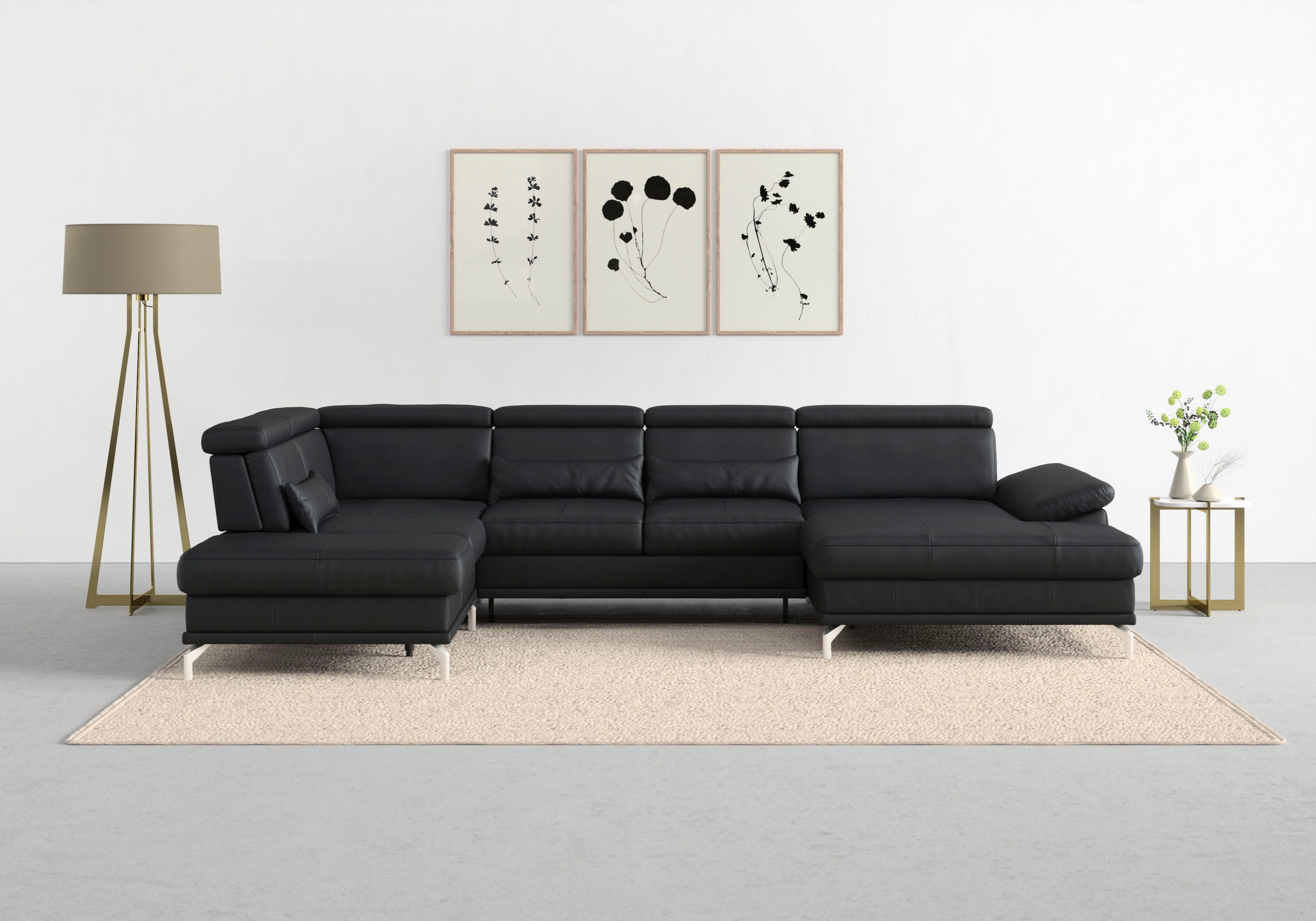 sit&more Wohnlandschaft Cabrio U-Form, B: 359 cm, mit Sitztiefen-, Arm- & Kopfteilverstellung, 3 Nierenkissen, Federkern, optional Bettfunktion und Stauraum