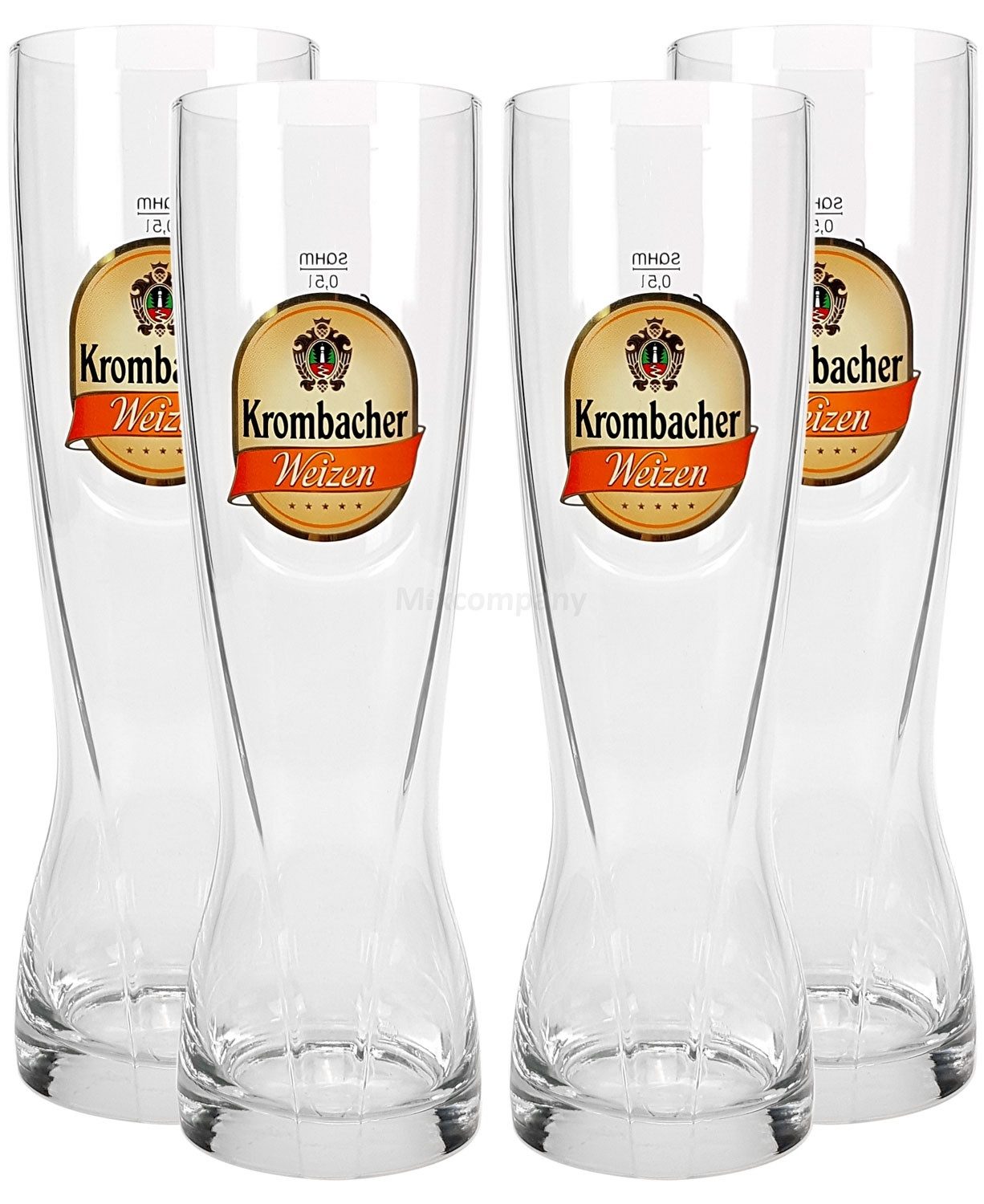 Bierglas Krombacher Weizen Bierglas Biergläser Set - 4x Gläser 0,5l geeicht