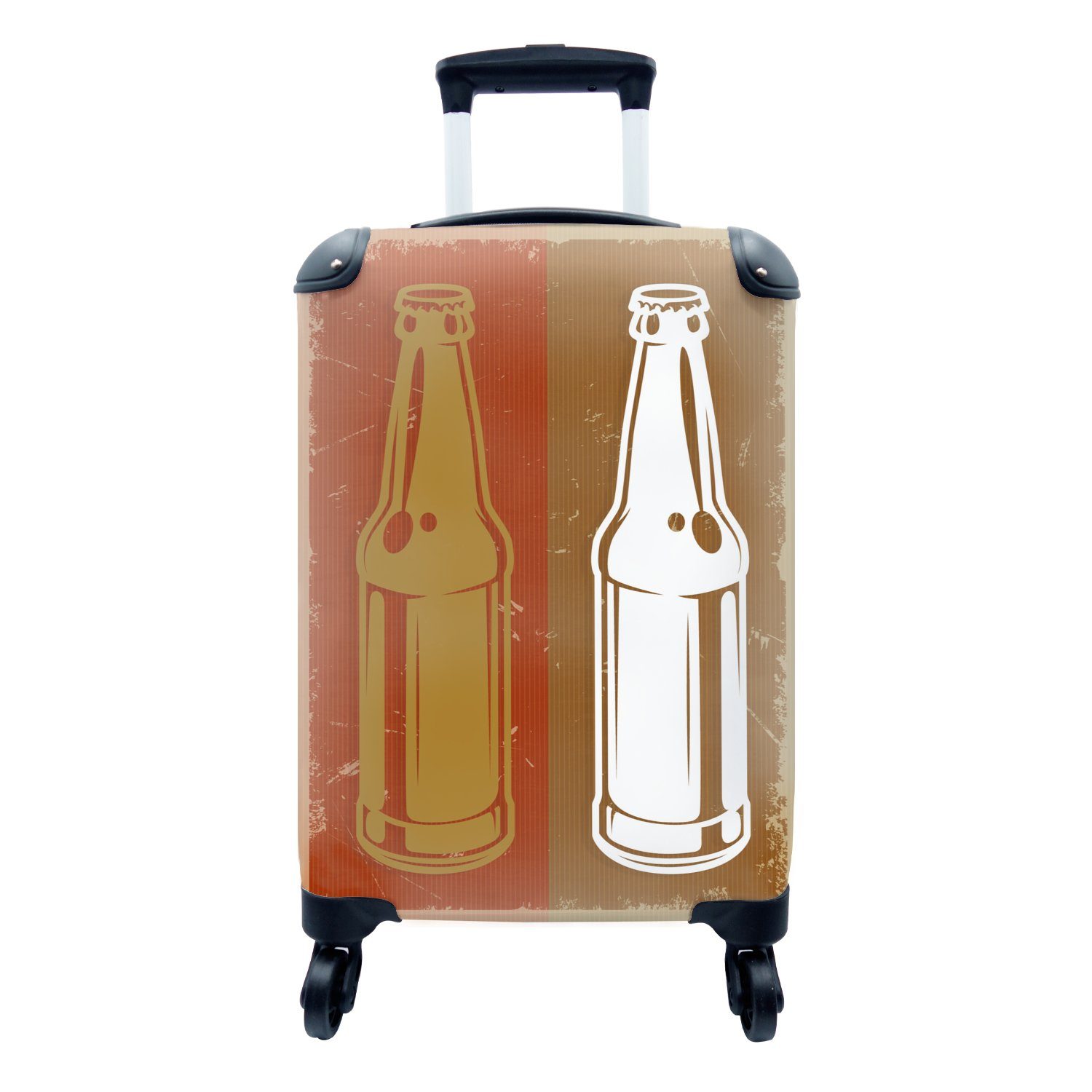 MuchoWow Handgepäckkoffer Mancave - Flasche - Vintage - Zeichnung, 4 Rollen, Reisetasche mit rollen, Handgepäck für Ferien, Trolley, Reisekoffer