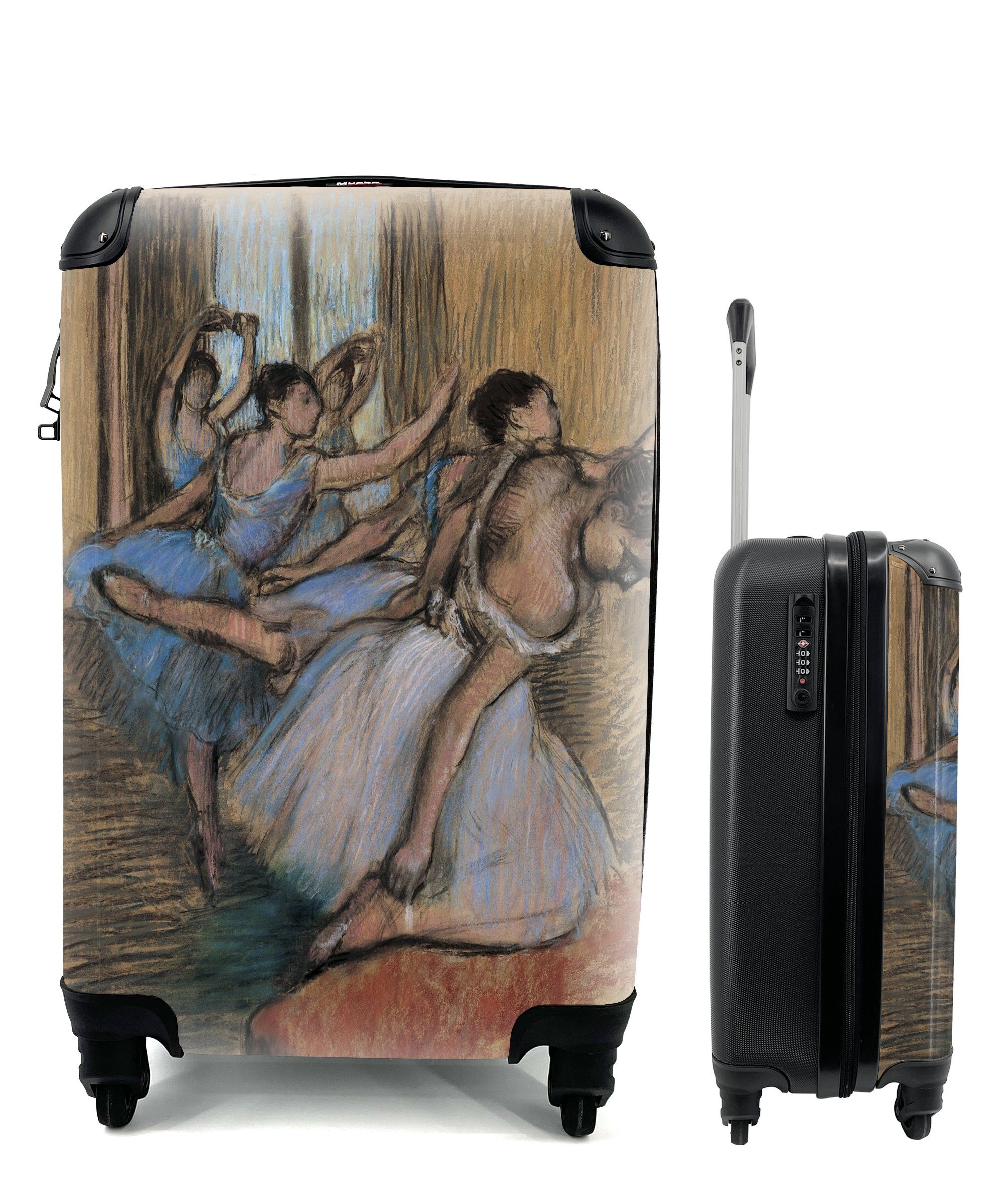 MuchoWow Handgepäckkoffer Die Tänzerinnen - Gemälde von Edgar Degas, 4 Rollen, Reisetasche mit rollen, Handgepäck für Ferien, Trolley, Reisekoffer