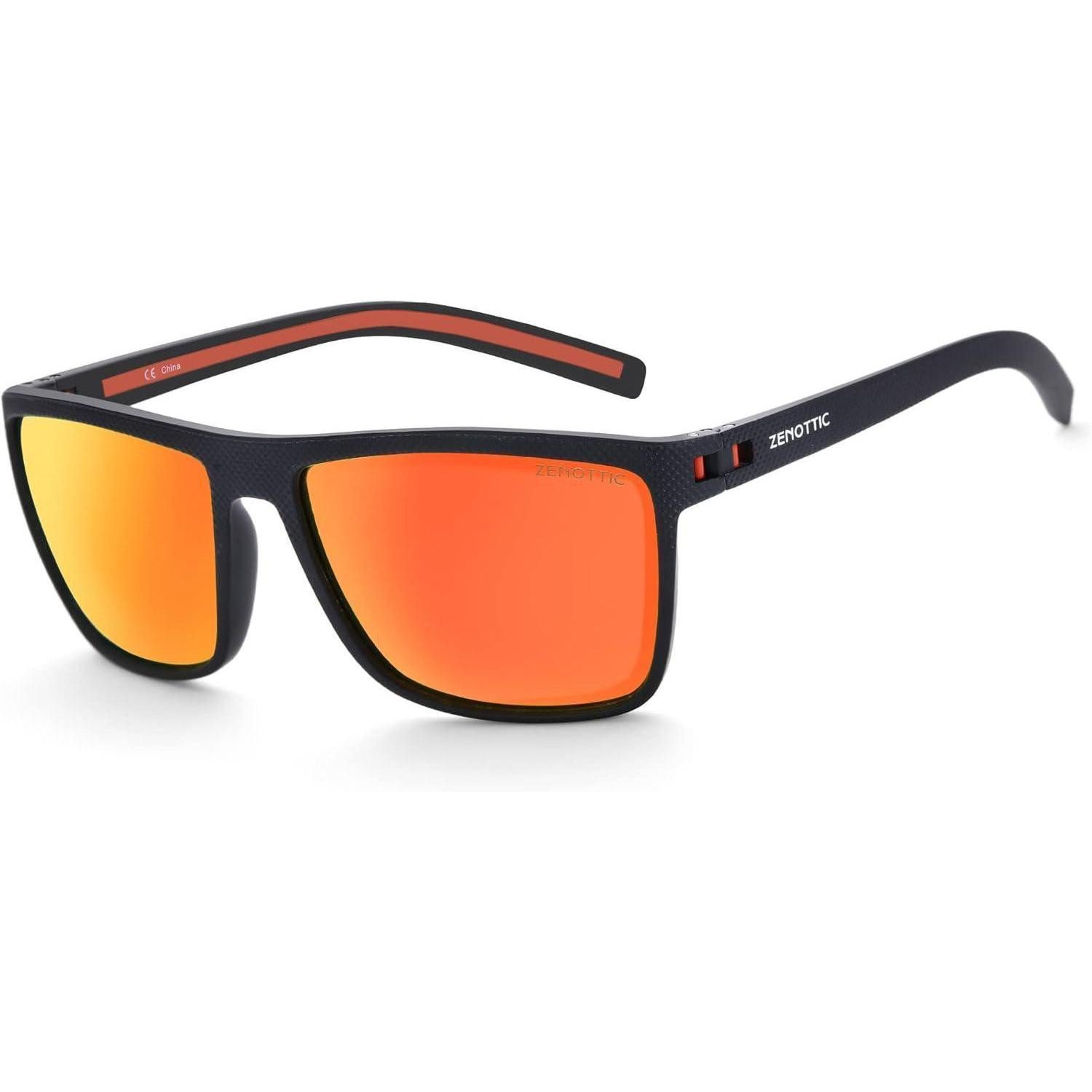 Sonnenbrille Sonnenbrille C06 Schwarzer Rahmen Orange Verspiegelte Linse