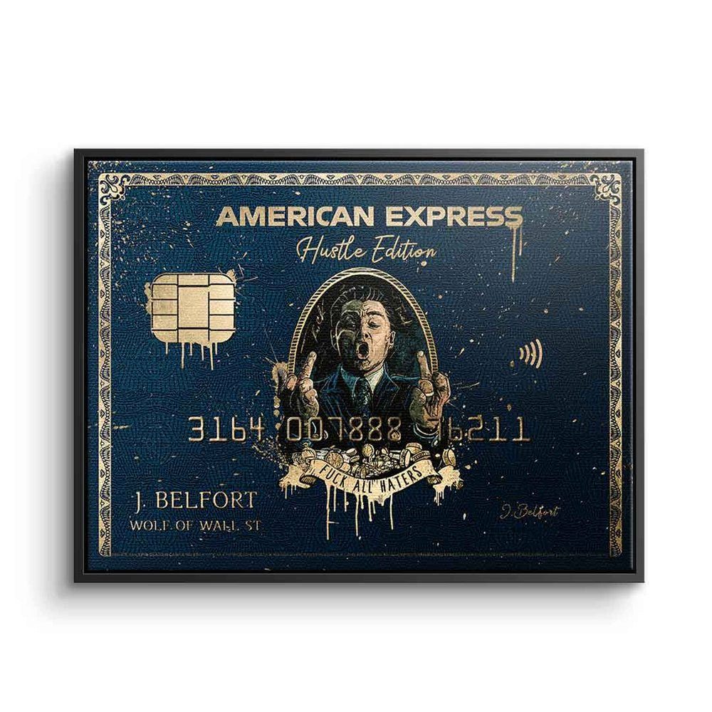 Express Leinwandbild Wall schwarz DOTCOMCANVAS® American Grün, Amex Hustle Street Rahmen Leinwandbild, Edition schwarzer
