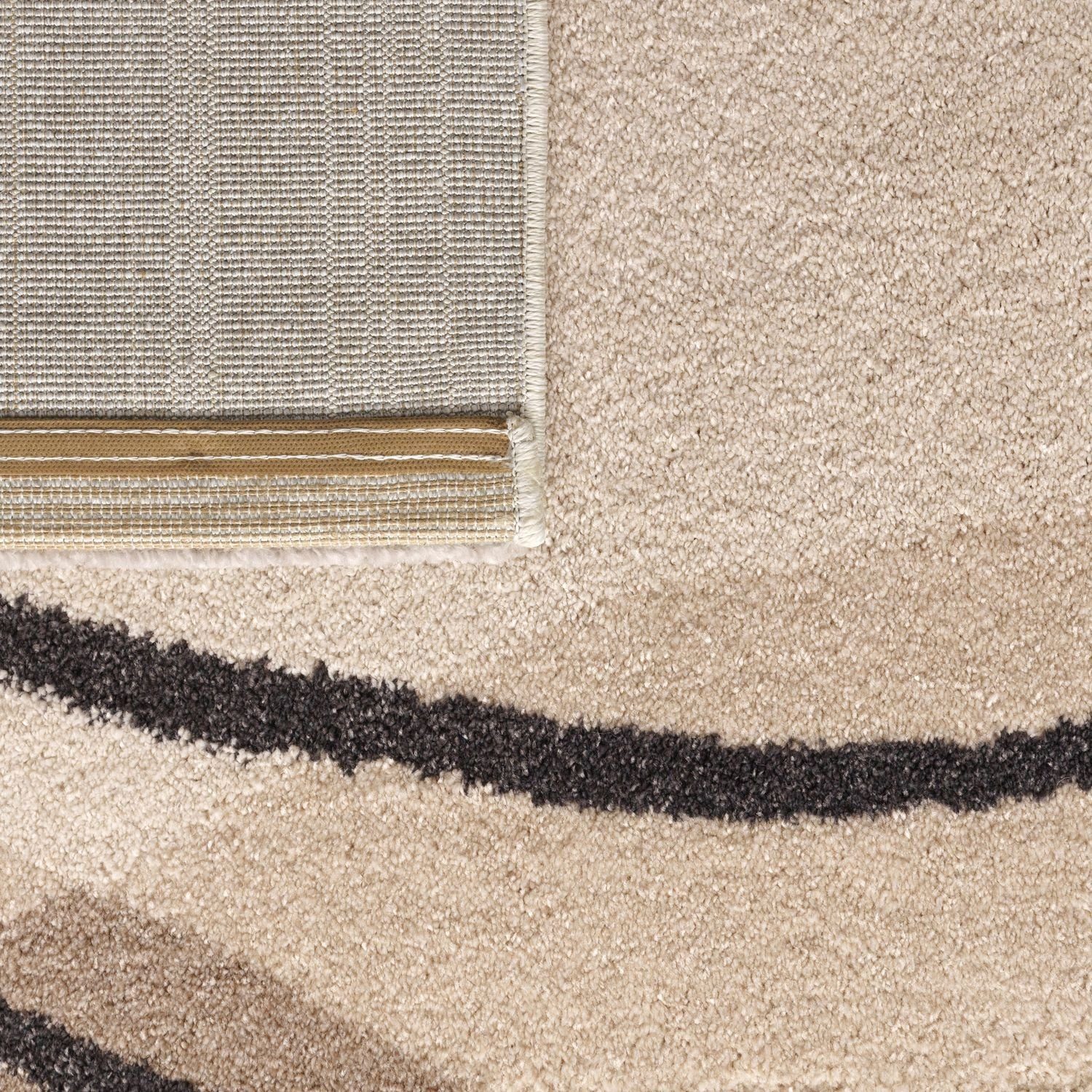 Teppich Wohnzimmer Esszimmer Abstraktes Muster TT Grau 16 mm Geometrisch, Home, rechteckig, Hellbeige Höhe