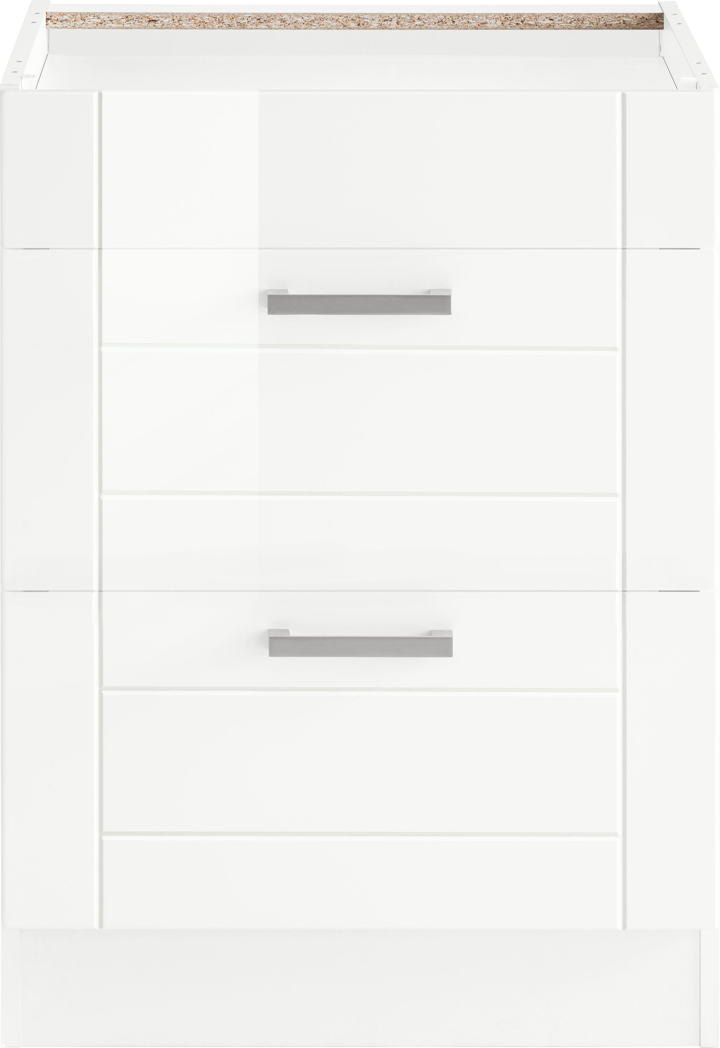 2 Fronten breit, MDF | MÖBEL Tinnum Auszüge, weiß weiß 60 Metallgriffe, HELD cm Kochfeldumbauschrank