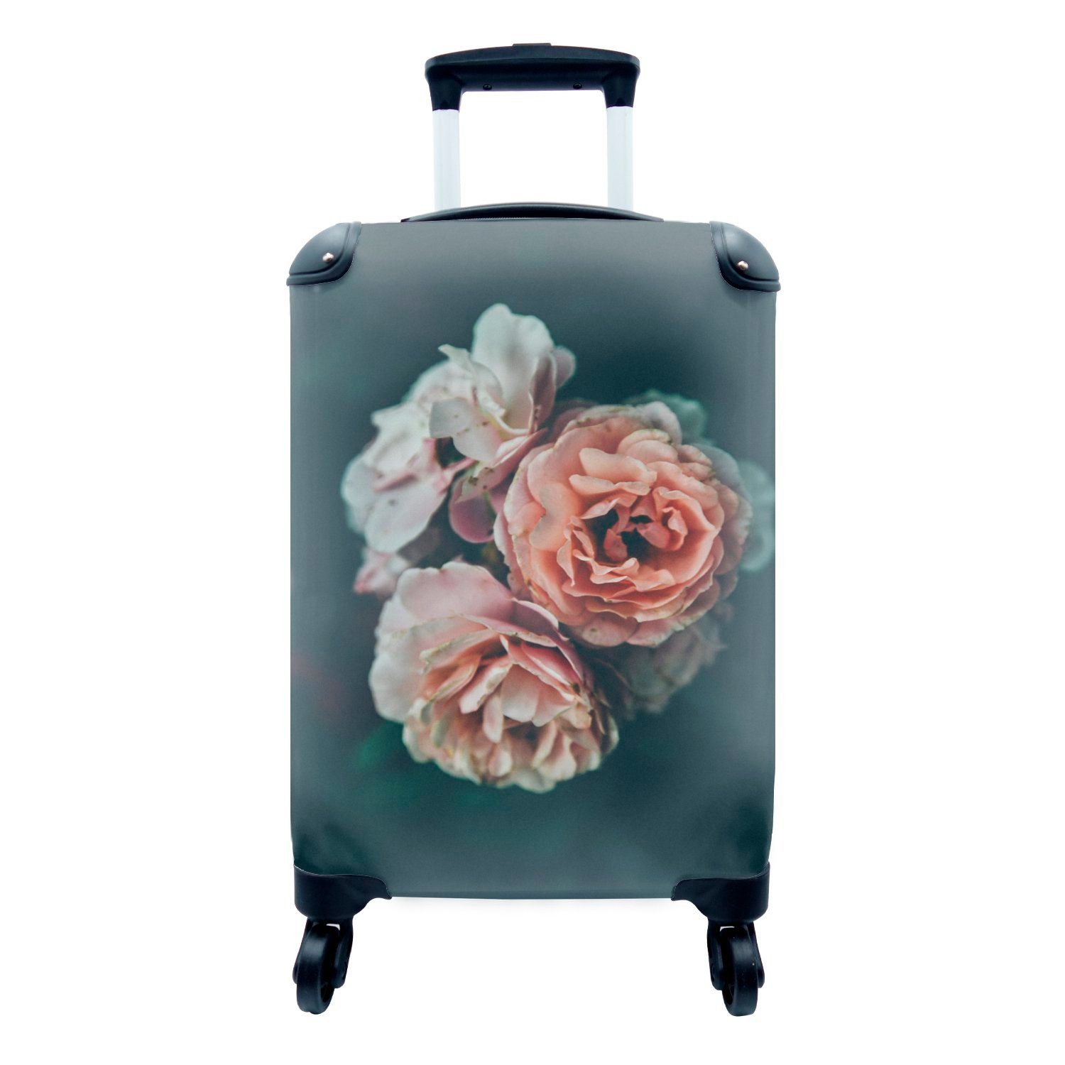 Rollen, Handgepäck mit Trolley, Blumen Reisetasche Handgepäckkoffer MuchoWow Ferien, - rollen, 4 für Rosen Reisekoffer - Blumenstrauß,
