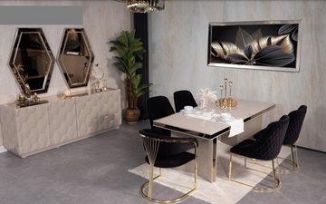 JVmoebel Esstisch, Esstisch Holz Esstische Tische Tisch Design Gold Luxus Esszimmer Möbel