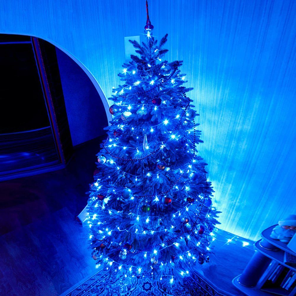 Rosnek LED-Lichterkette 10M-100M, Wasserdicht, 8 modi, Für Weihnachten Hochzeit, Speicherfunktion, mit 3M-Verlängerungskabel, Party Schlafzimmer Deko Blau