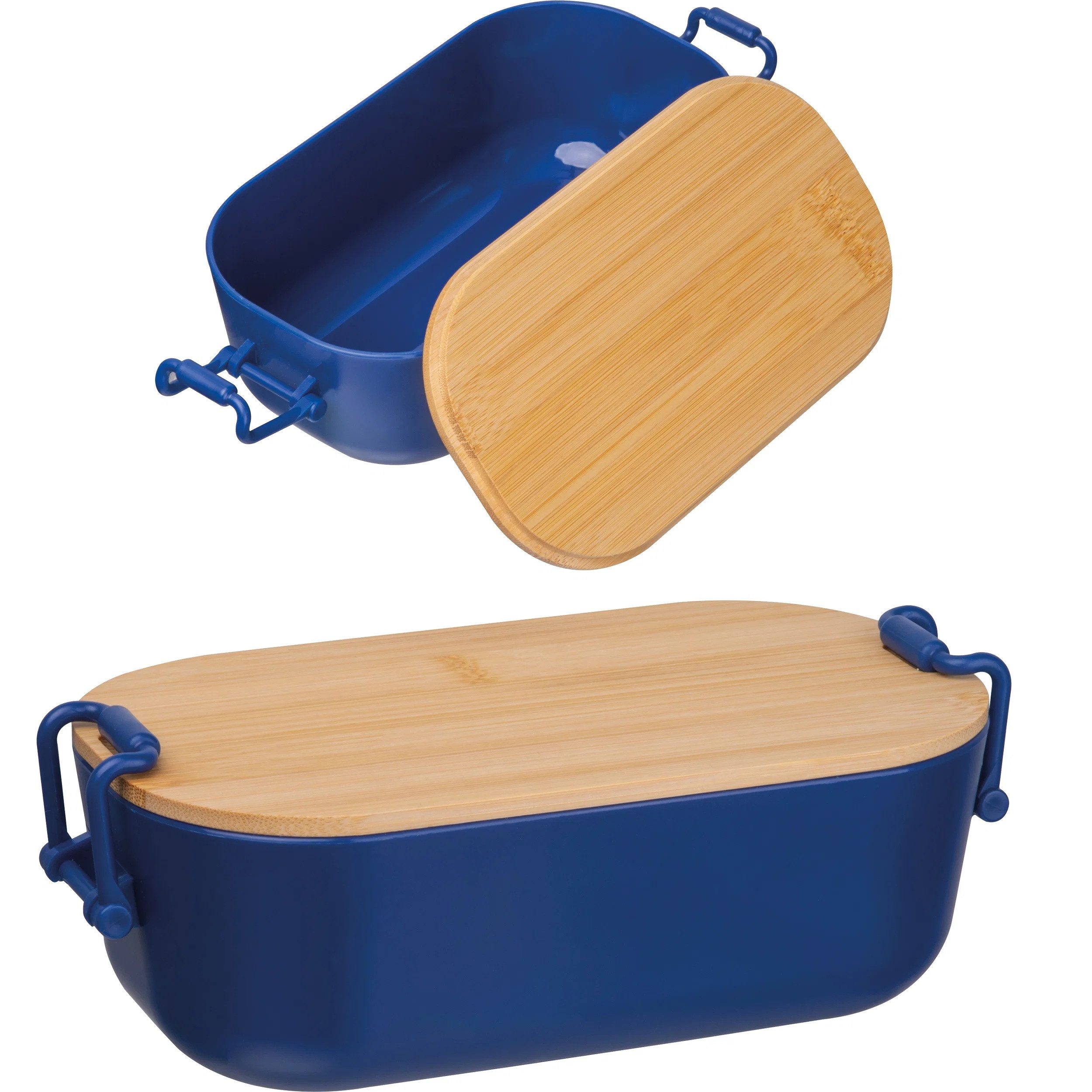 Macma Lunchbox Brotdose / Lunchbox / mit Bambusdeckel und Bügelverschluss / Farbe: bl