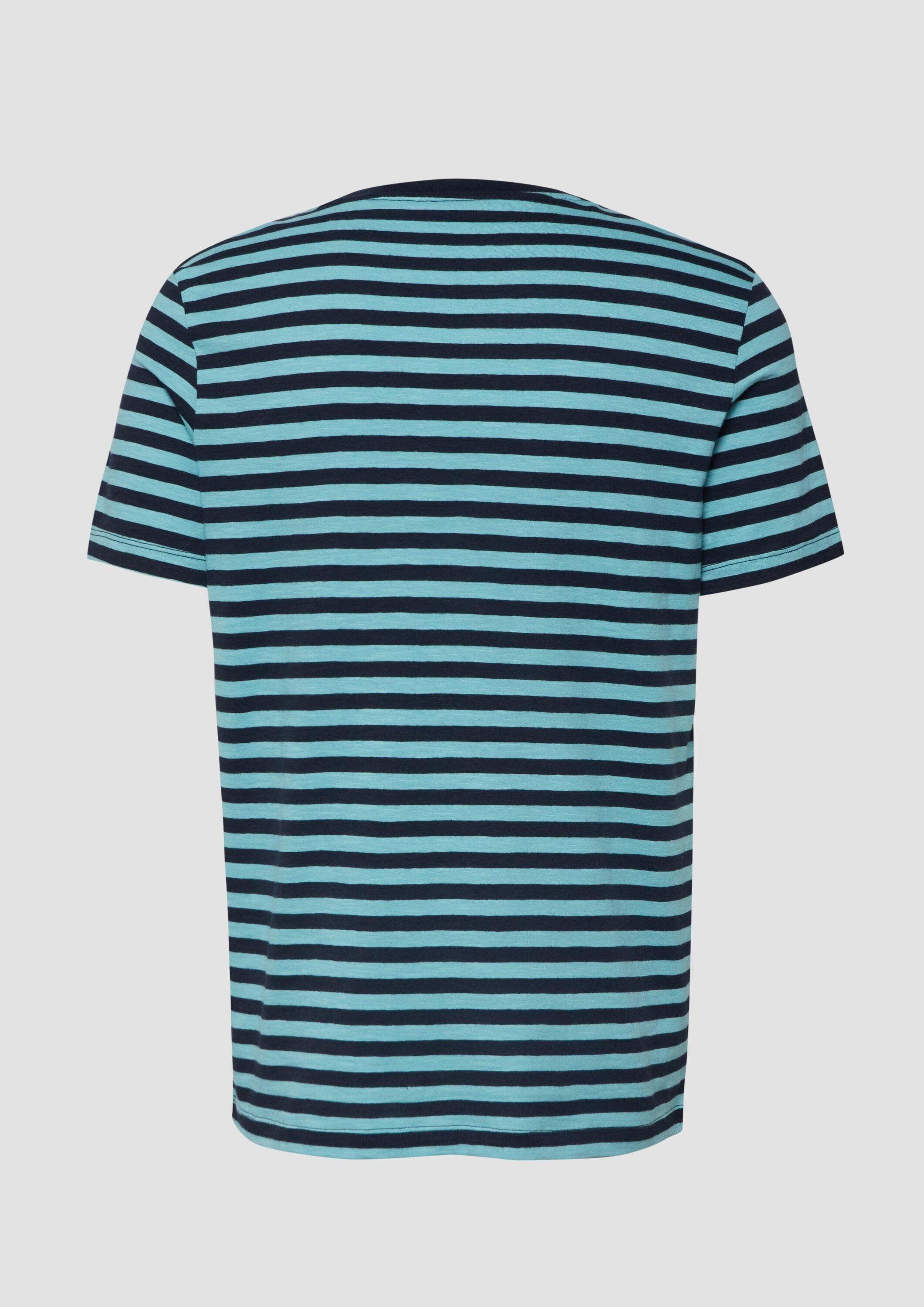 s.Oliver Kurzarmshirt T-Shirt Gestreiftes T-Shirt in Flammgarnstruktur