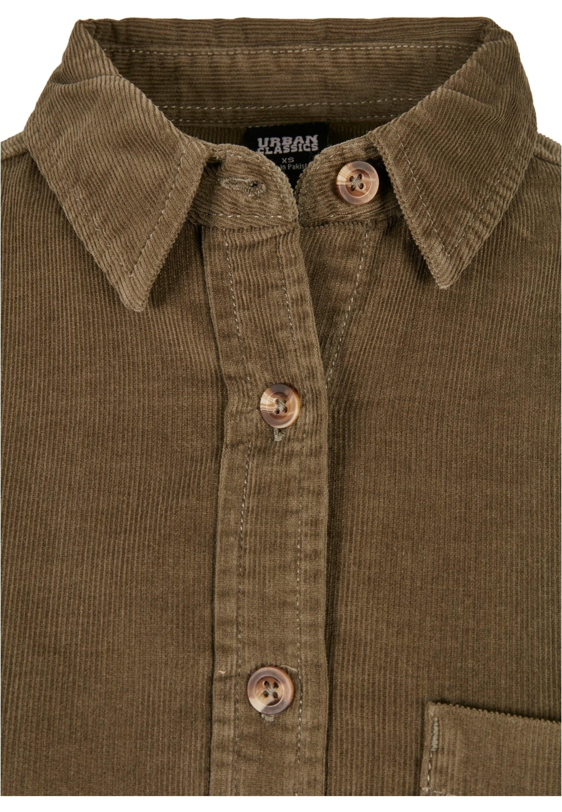 URBAN CLASSICS Langarmhemd (1-tlg) olive Shirt Corduroy Damen Oversized Ladies