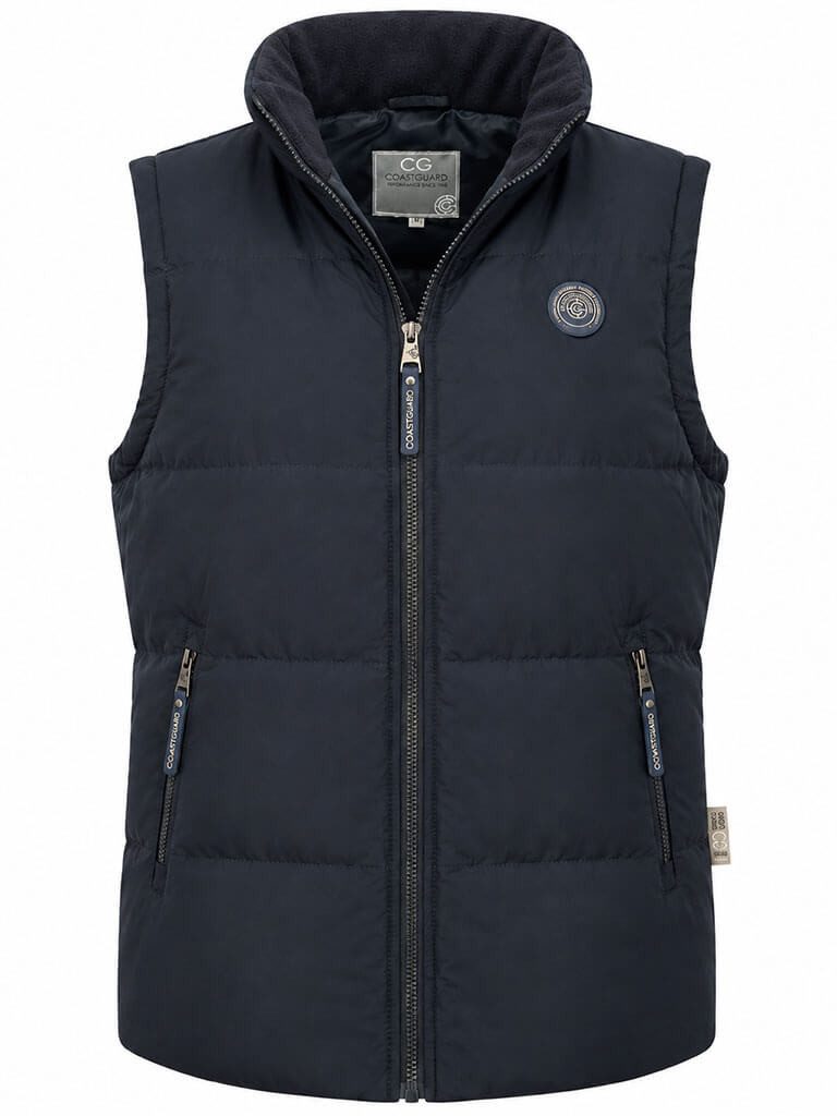 Coastguard Steppweste Herren Steppweste mit Stehkragen - Gesteppte Weste Winterweste Kinnschutz, Krageninnenseite aus Fleece, Reißverschlusstaschen