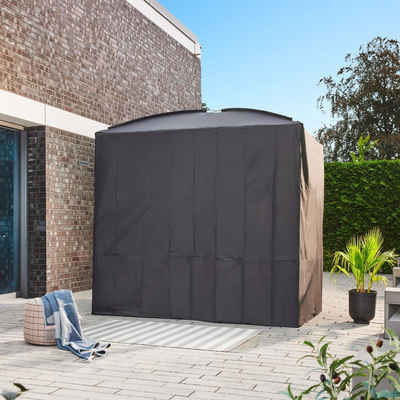 HOME DELUXE Gartenmöbel-Schutzhülle Pavillon Provence Abdeckung (Maße 236 x 180 x 210 cm, Farbe: Schwarz), hochwertige Verarbeitung und verstärkte Nähte
