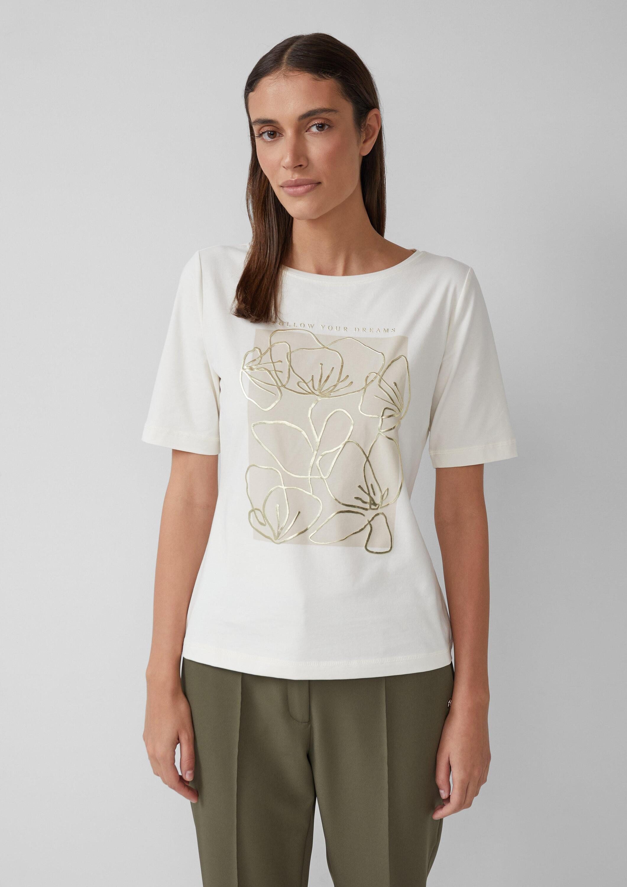 s.Oliver Kurzarmshirt T-Shirt T-Shirt mit Metallic-Frontprint günstig online kaufen