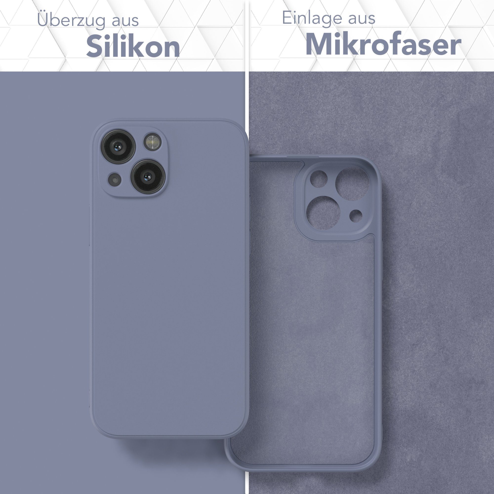 EAZY CASE Handyhülle für Apple iPhone 13 Mini Hülle Silikon 5,4 Zoll, Silikon Schutzhülle mit Kameraschutz Matt Back Cover Soft Eis Blau