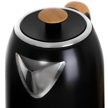 Camry Wasserkocher CR 1342 Edelstahl-Wasserkocher schwarz, 1,7 Liter, moderner Wasserkessel, mit Abschaltautomatik