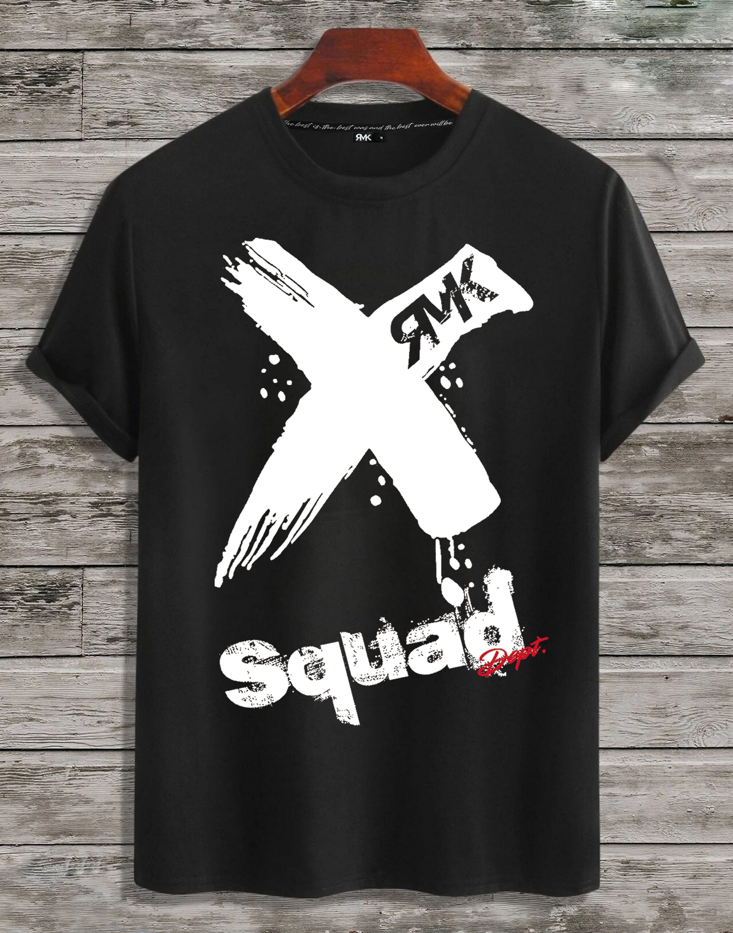 T-Shirt Herren Shirt Basic Rundhals mit X Aufdruck