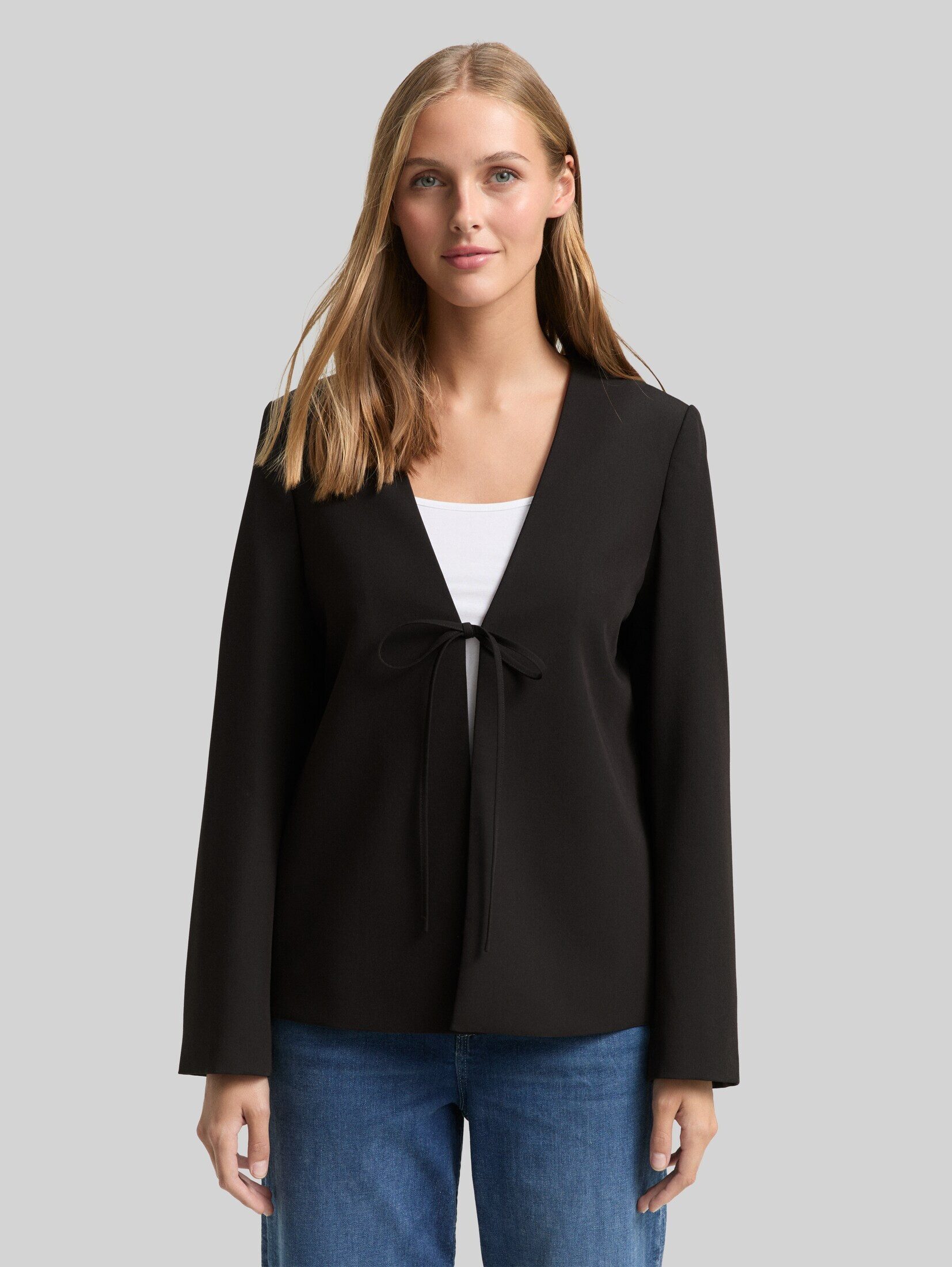 TOM TAILOR Denim Jackenblazer Blazer Regular Fit Jacke mit Schleifen-Detail