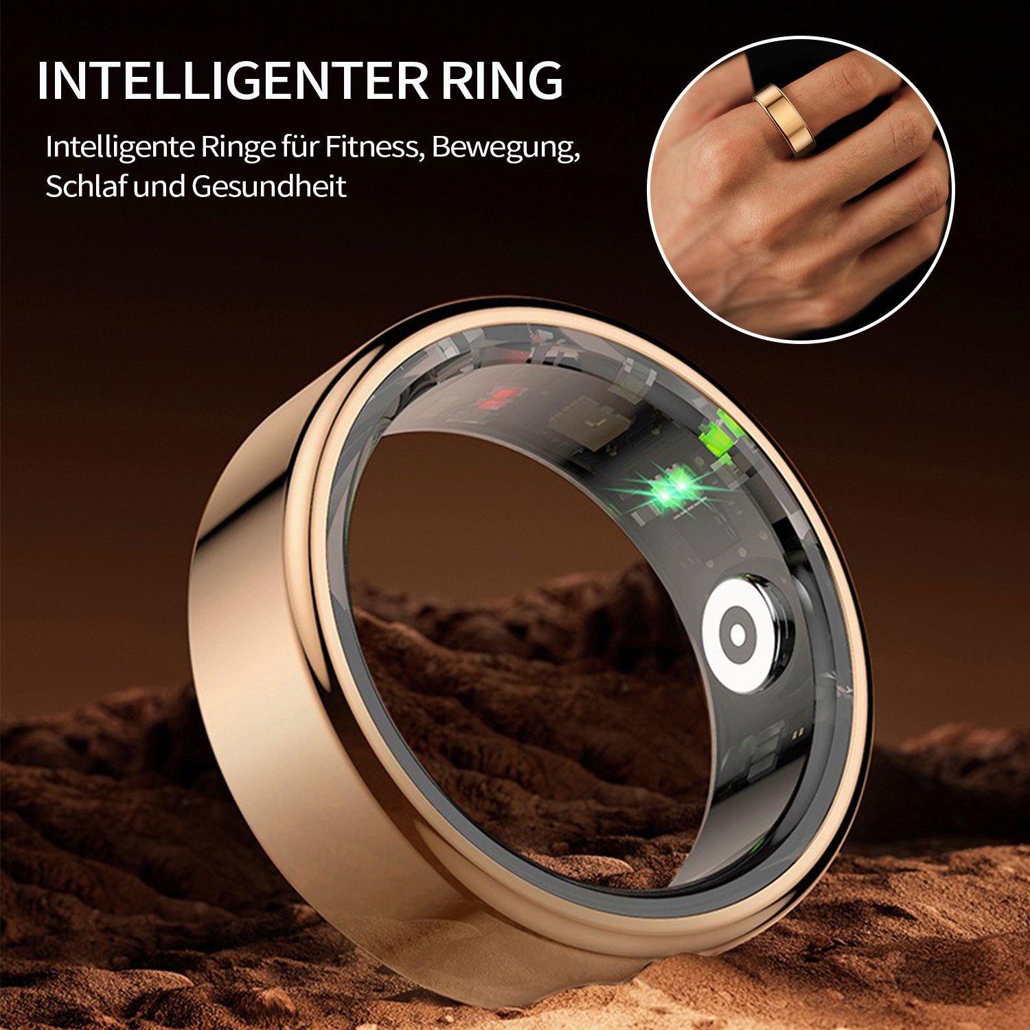 Refttenw Fingerring Smart Ring für Herren und Damen Edelstahl Gesundheits Tracker Ring, Schlaftracker, Fitness- und Wellness-Tracker, für iOS&Android