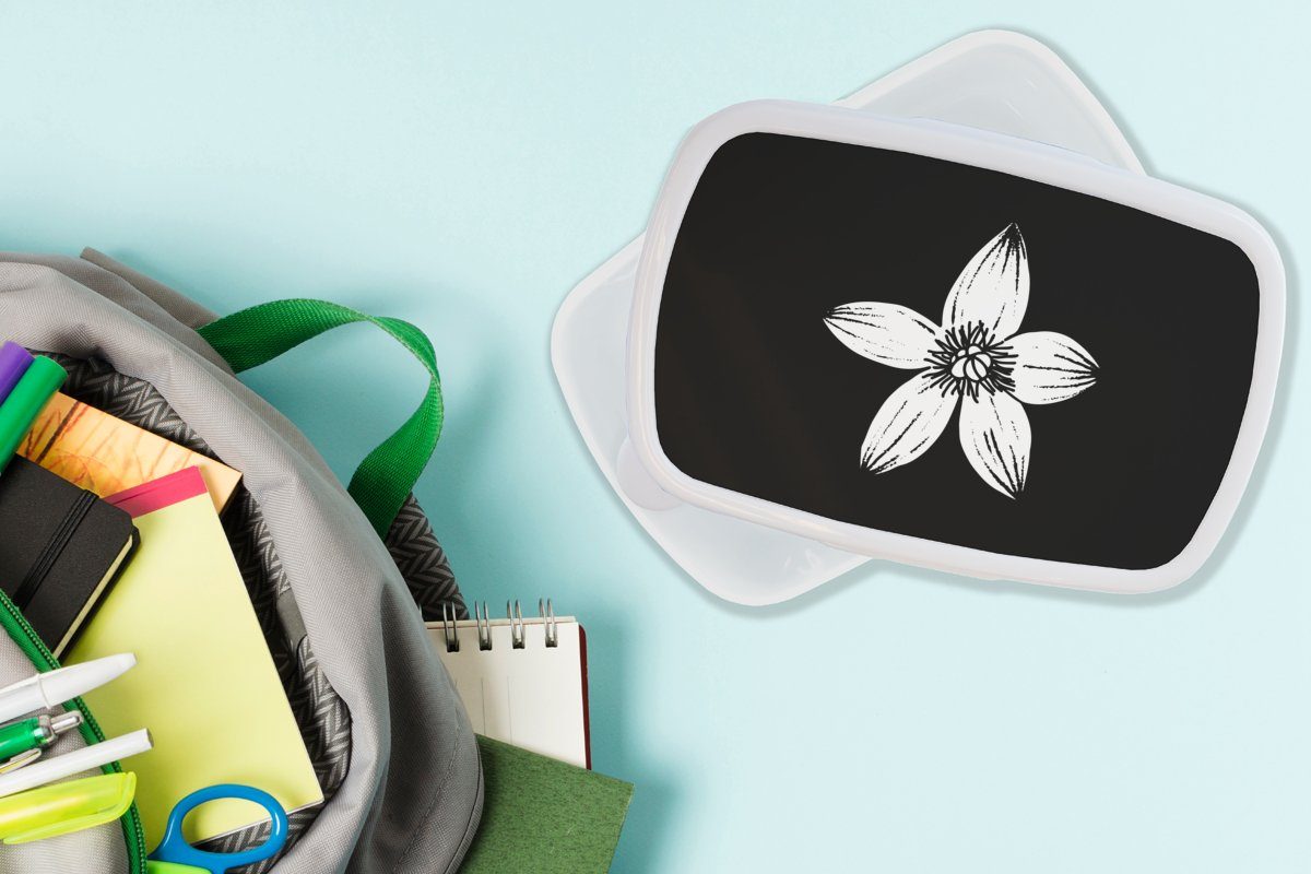 Erwachsene, und - MuchoWow - Jungs Lunchbox und Brotdose, Vintage Kinder Blüte für Brotbox weiß Kunststoff, für Natur, (2-tlg), - Blumen Mädchen