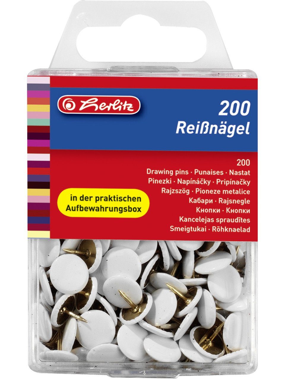 Collegeblock herlitz Reißnägel rund weiß 200 Stück