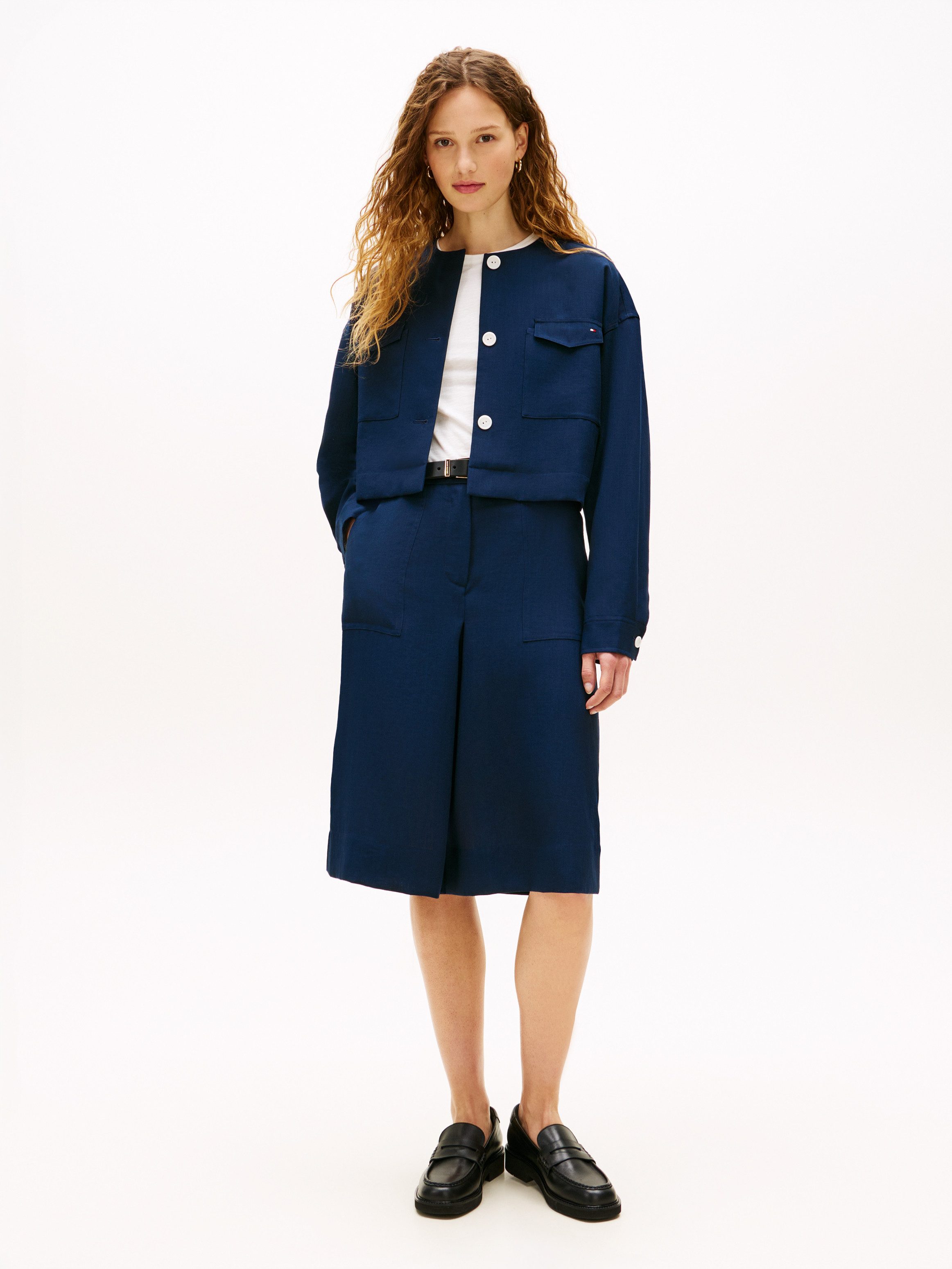 Tommy Hilfiger Kurzblazer TAILORED UTILITY CROPPED JACKET Boxy Fit, ohne Kragen