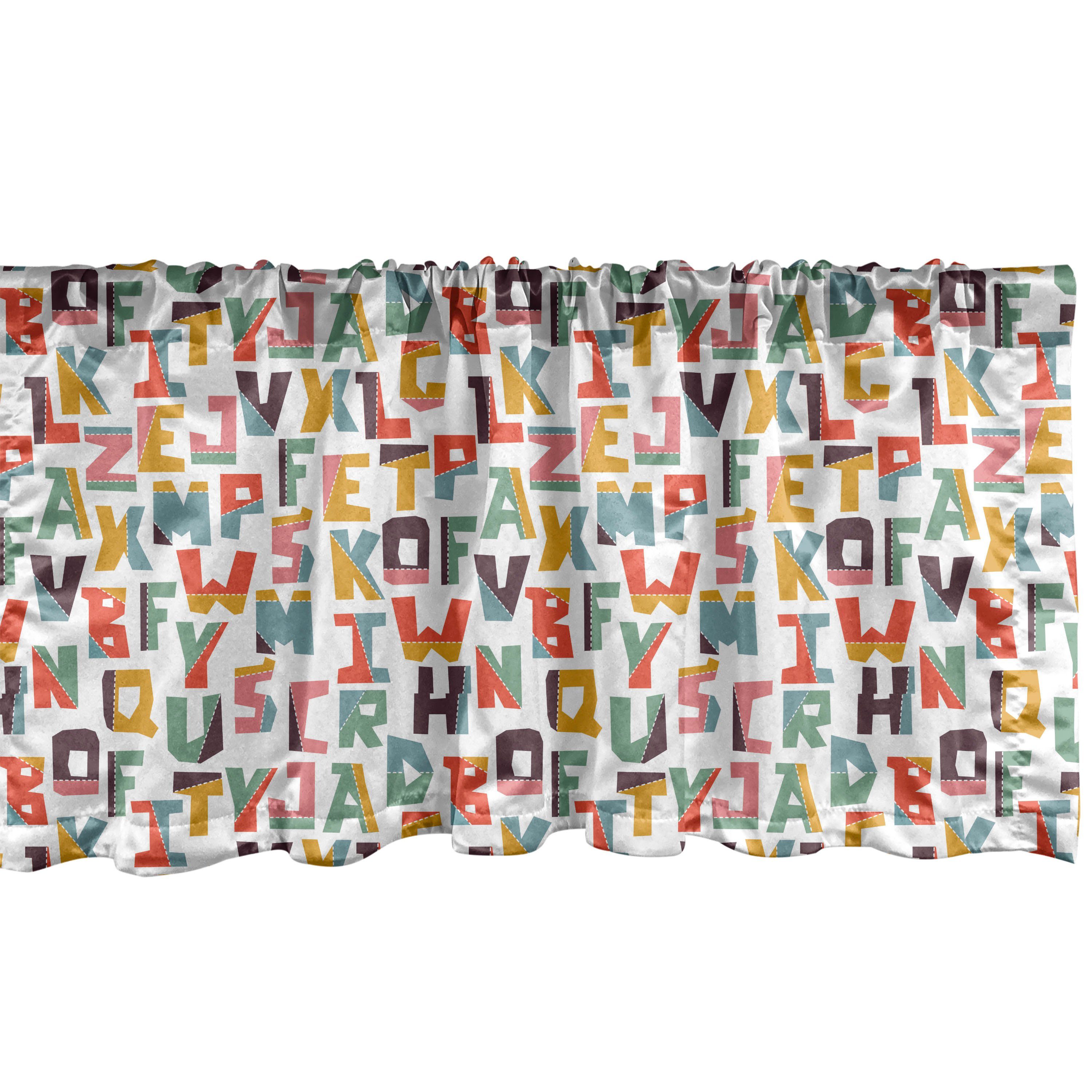 Scheibengardine Vorhang Volant für Küche Schlafzimmer Dekor mit Stangentasche, Abakuhaus, Microfaser, Alphabet Cut Style Bi-Color Letters
