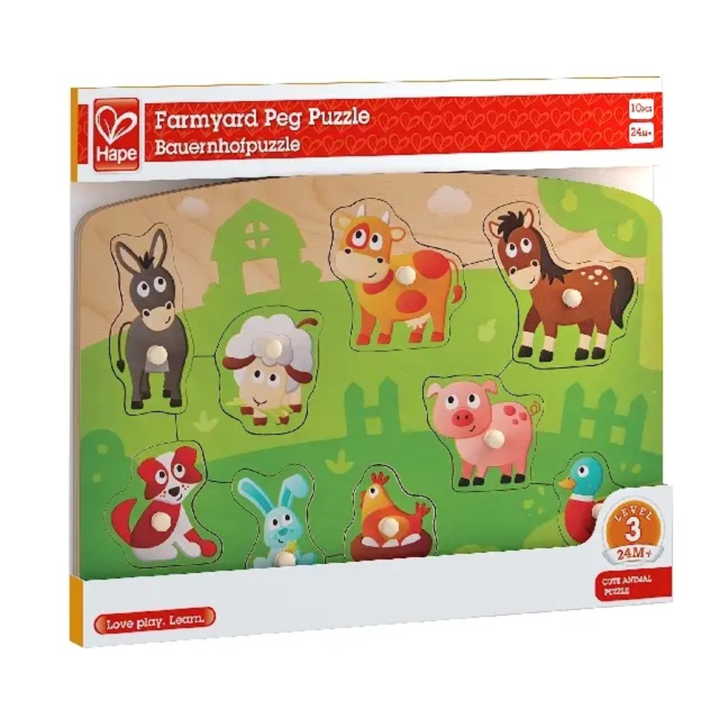 Toynamics Europe Puzzle Hape Bauernhofpuzzle (Kinderpuzzle), 19 Puzzleteile