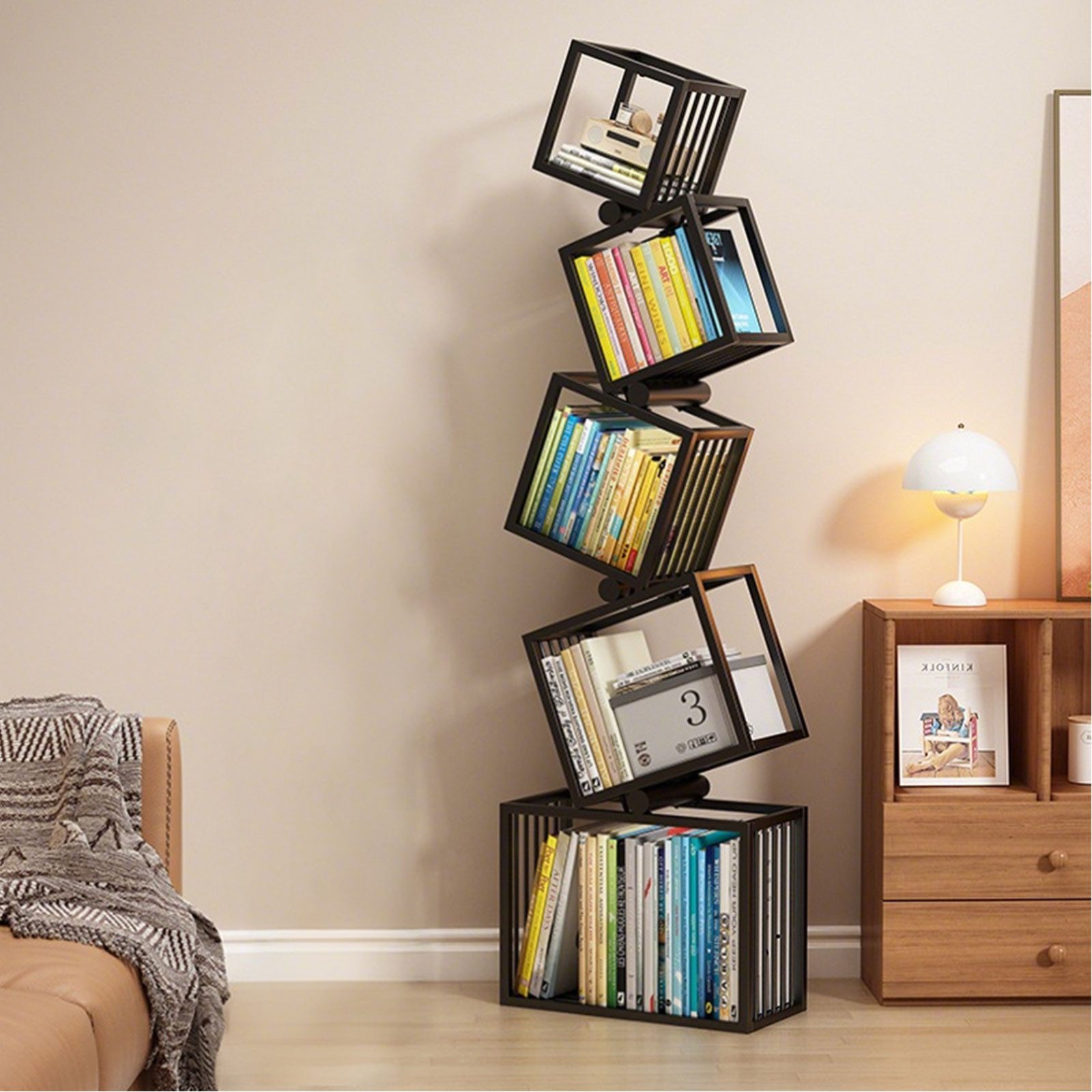 TWSOUL Bücherregal 5 Ebenen Standregal aus Metall 180x55cm Modernes Gitter- günstig online kaufen