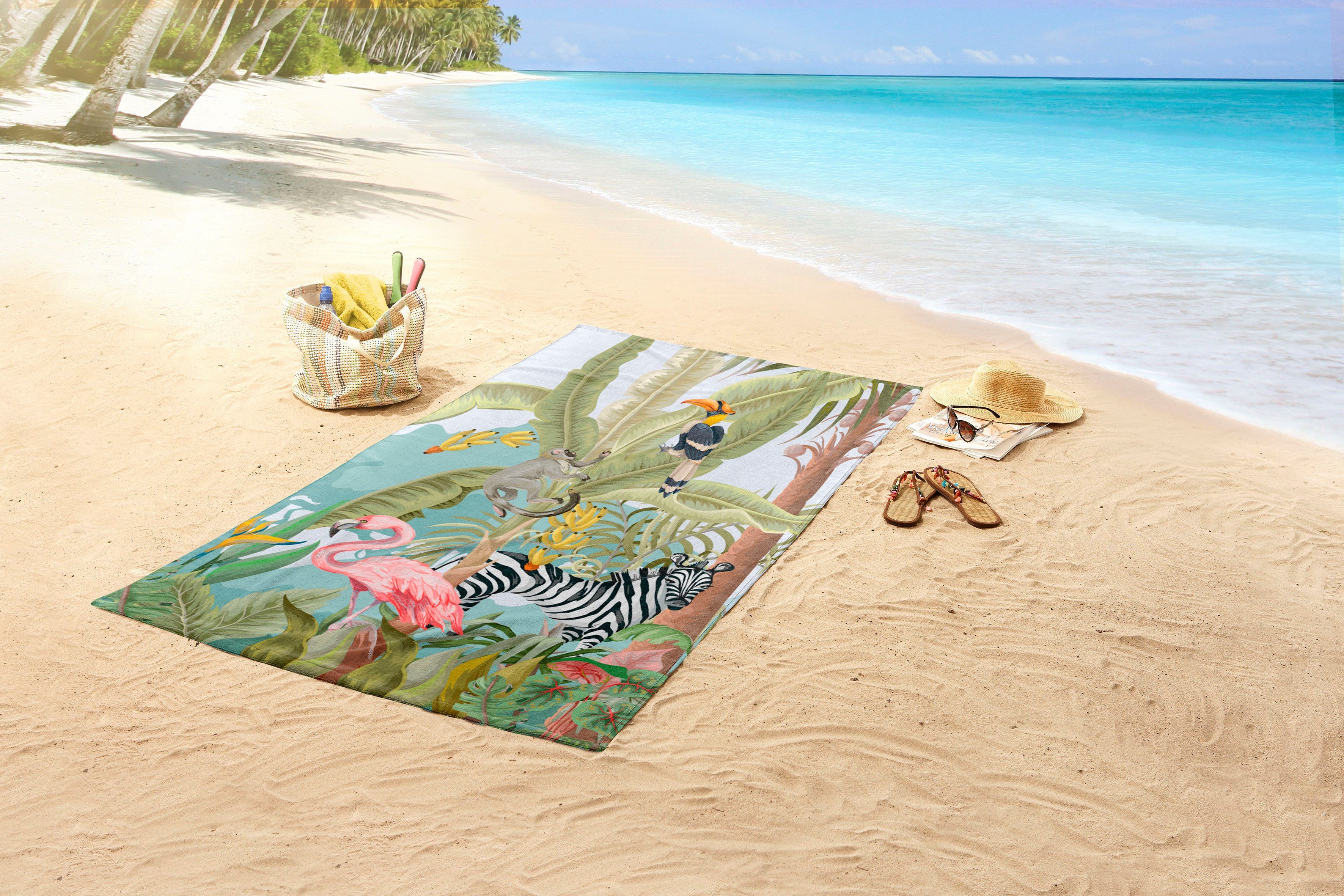 good morning Strandtuch Jungle party, Microfaser günstig online kaufen