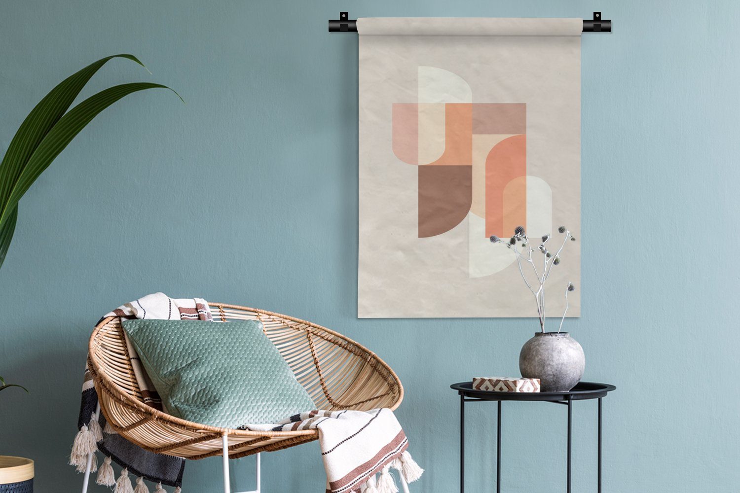 an Wohnzimmer, MuchoWow Schlafzimmer - der - Deko Muster Farben, Abstrakt Wanddekoobjekt Kunst für Tapisserie, Wand, -