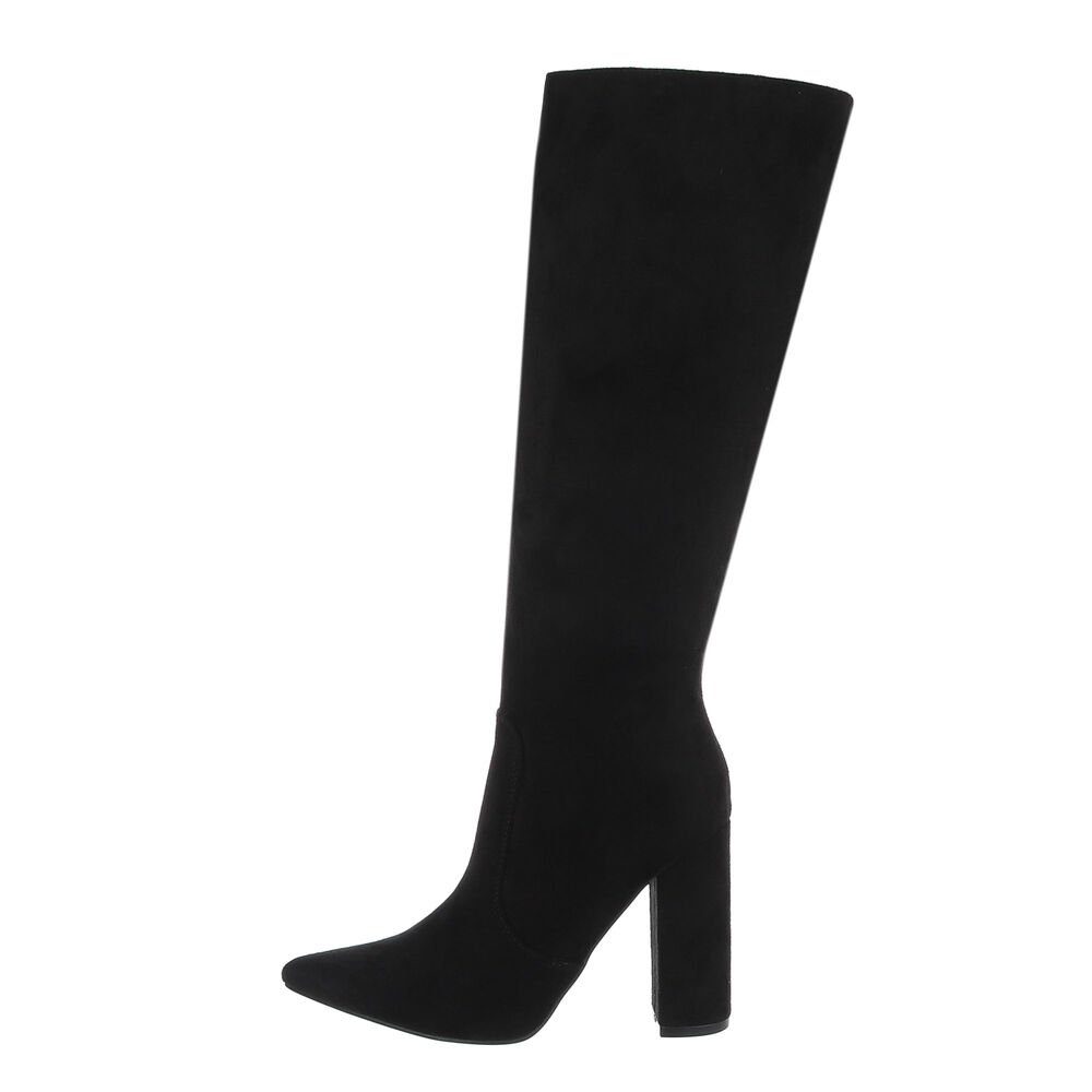 Ital-Design Damen Elegant High-Heel-Stiefel Blockabsatz High-Heel Stiefel in Schwarz