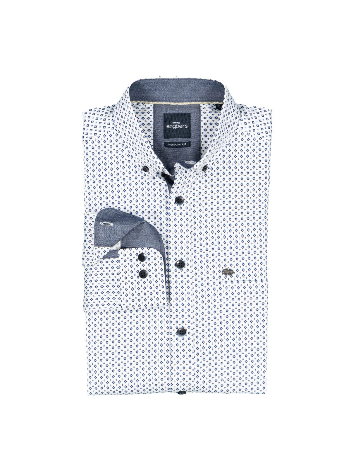 Engbers Langarmhemd engbers Herren Langarm-Hemd gemustert, Hellblau günstig online kaufen
