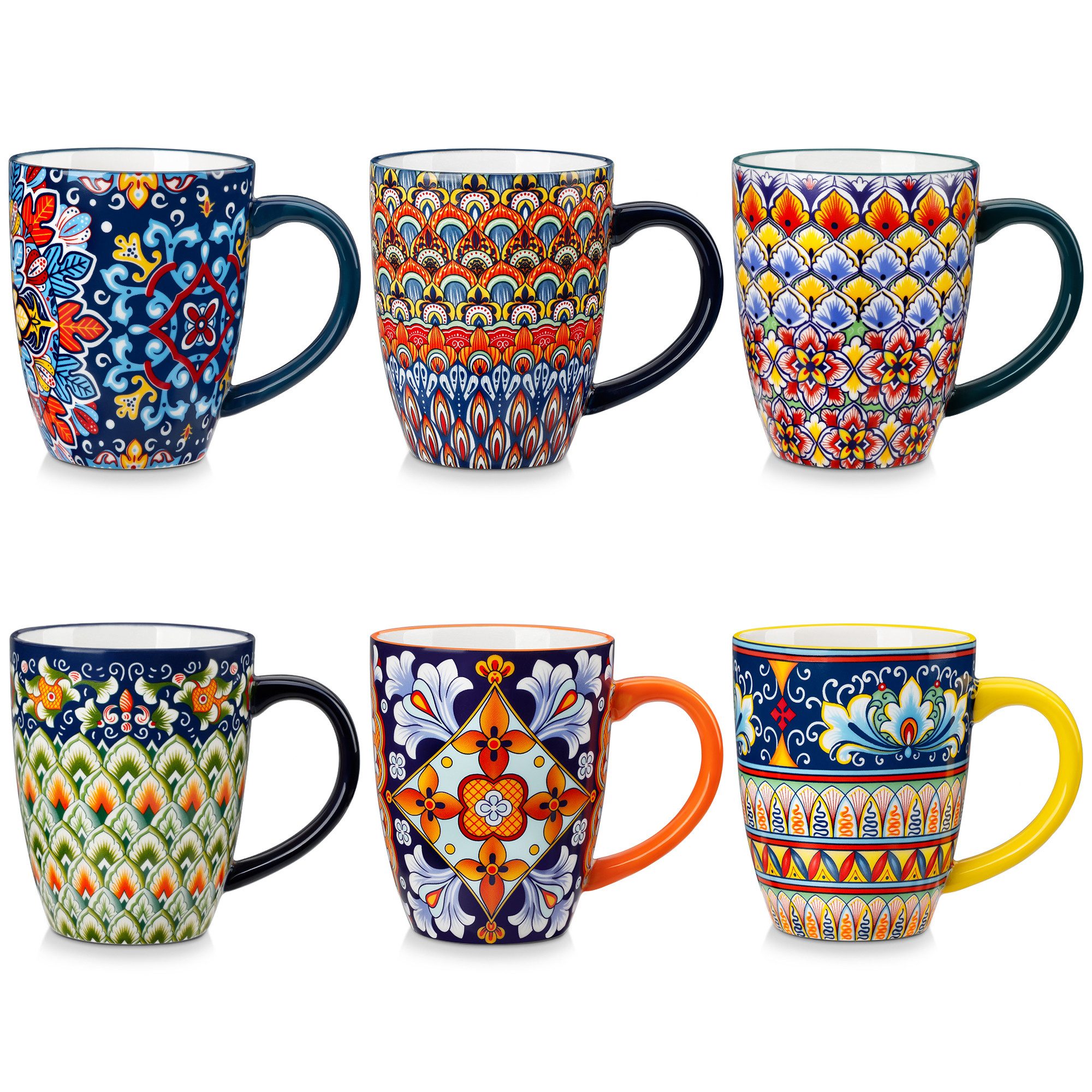 vancasso Tasse 6-tlg Tassen Set, Becher für 6, Porzellan, BOHO-Stil, 420ML, 6-tlg., Porzellan