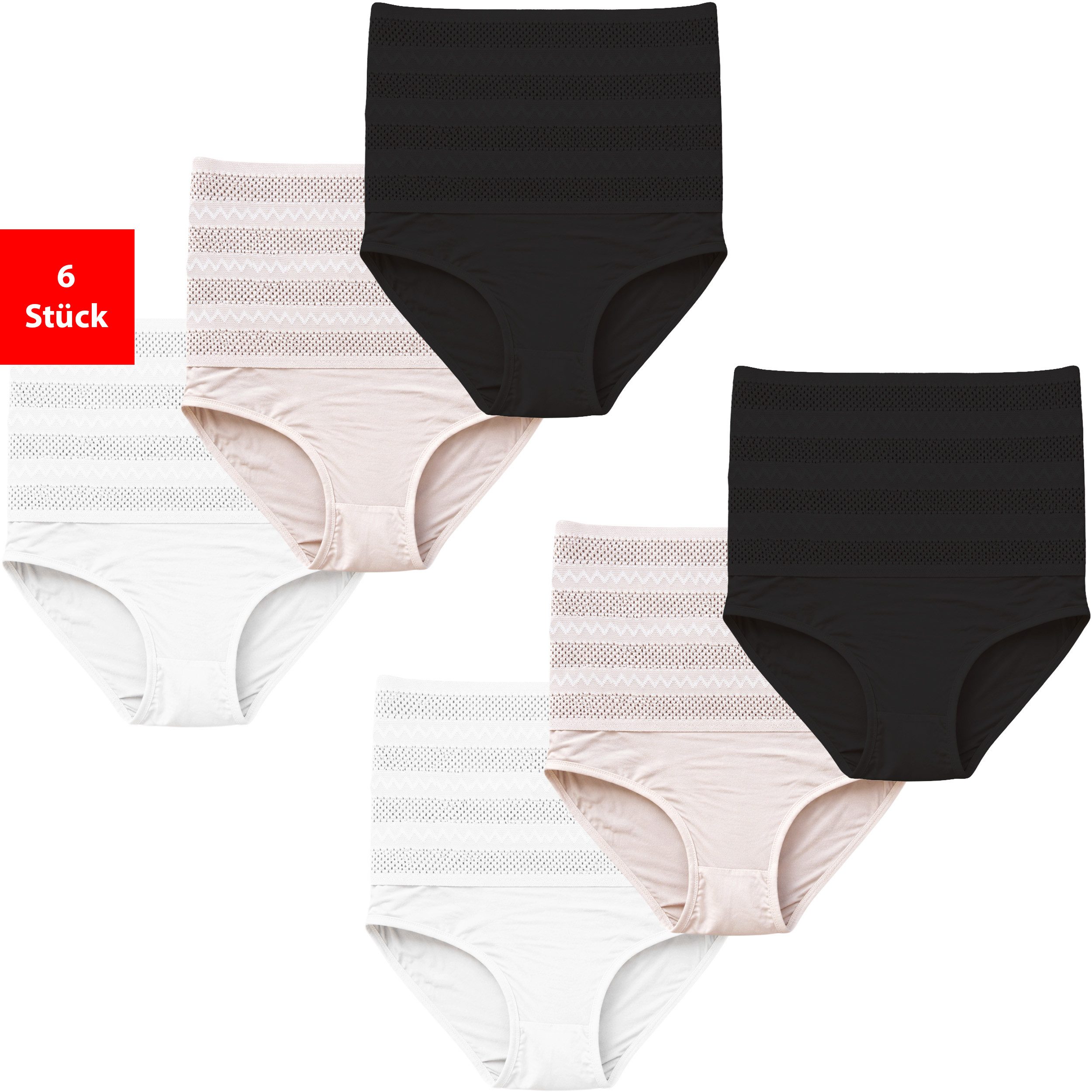 Fashionschmiede Shapingslip Shapewear Damen Unterwäsche Bauchweg 3er-6er Pack Shape Slips (Set, 6-St., 6er-Pack) Modellierung von Bauch und Taille, extra hoch