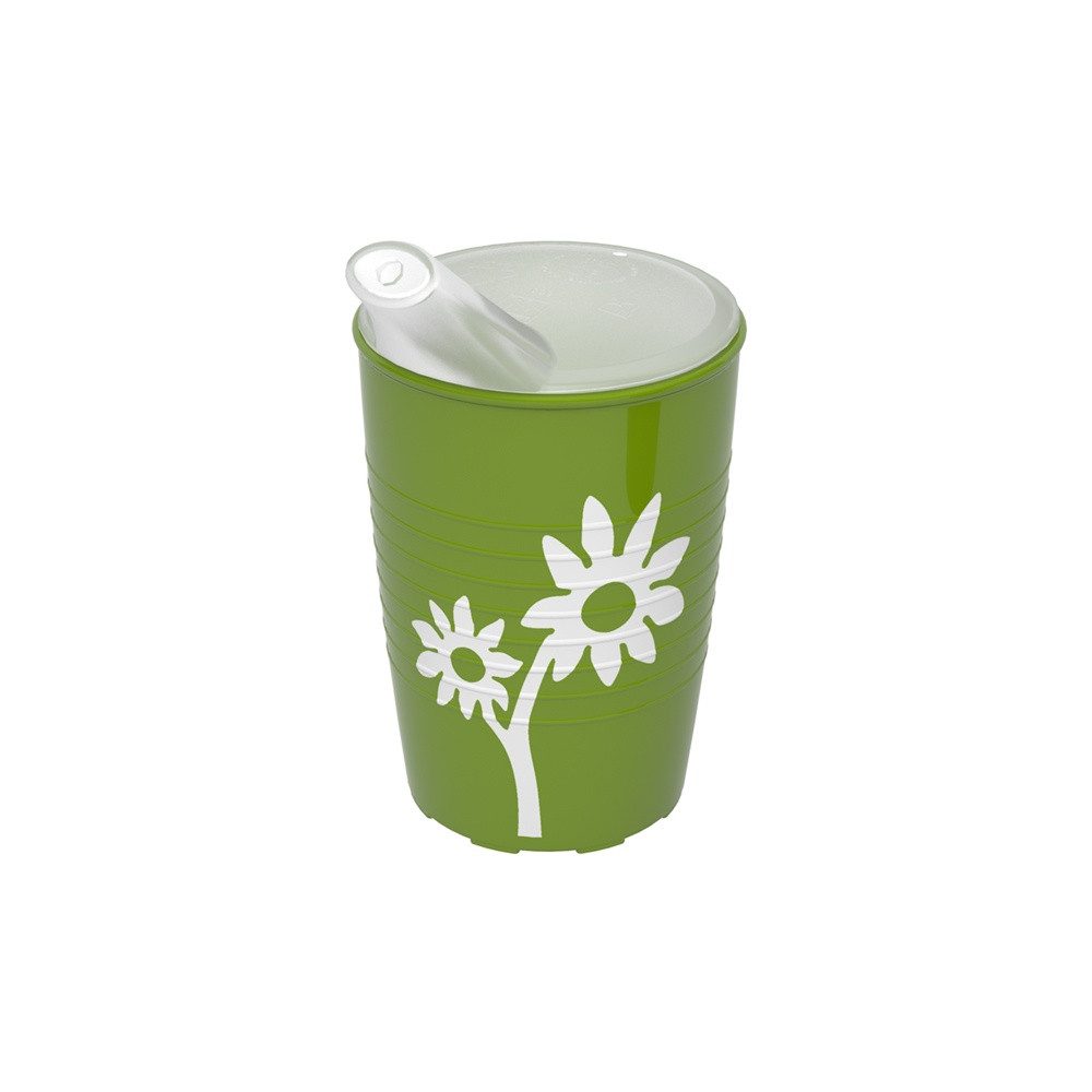 Ornamin Schnabelbecher Becher mit Antirutsch-Trick Blume, Trinkhilfe l Trinkbecher l Pflegebecher l Alltagshilfe l Mehrwegbecher