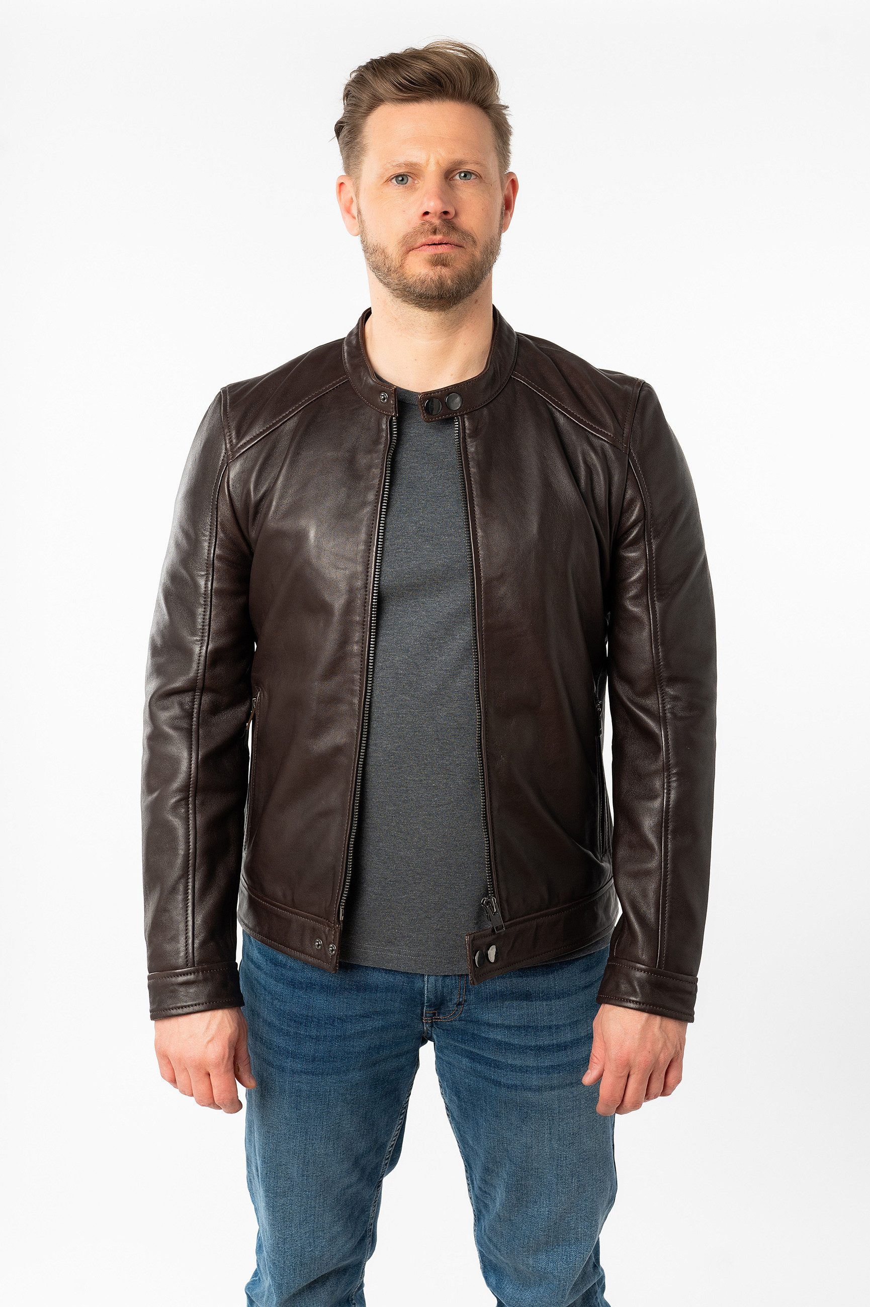 Mauritius Lederjacke MMTibor SF kurzer Kragen günstig online kaufen