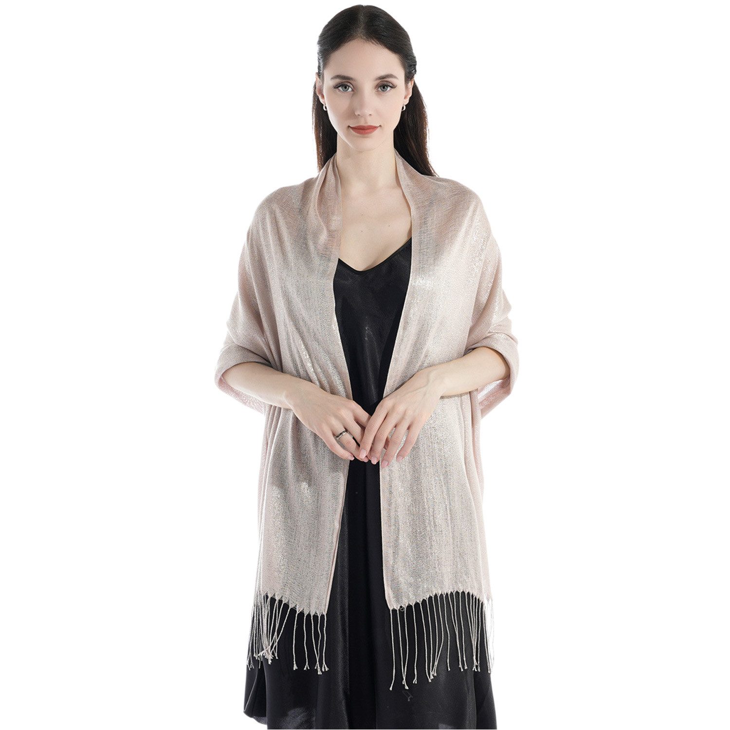 Refttenw Poncho Stola für Abendkleid,Stola Schal,Glitzer schal,Sommerschal,mit Quasten