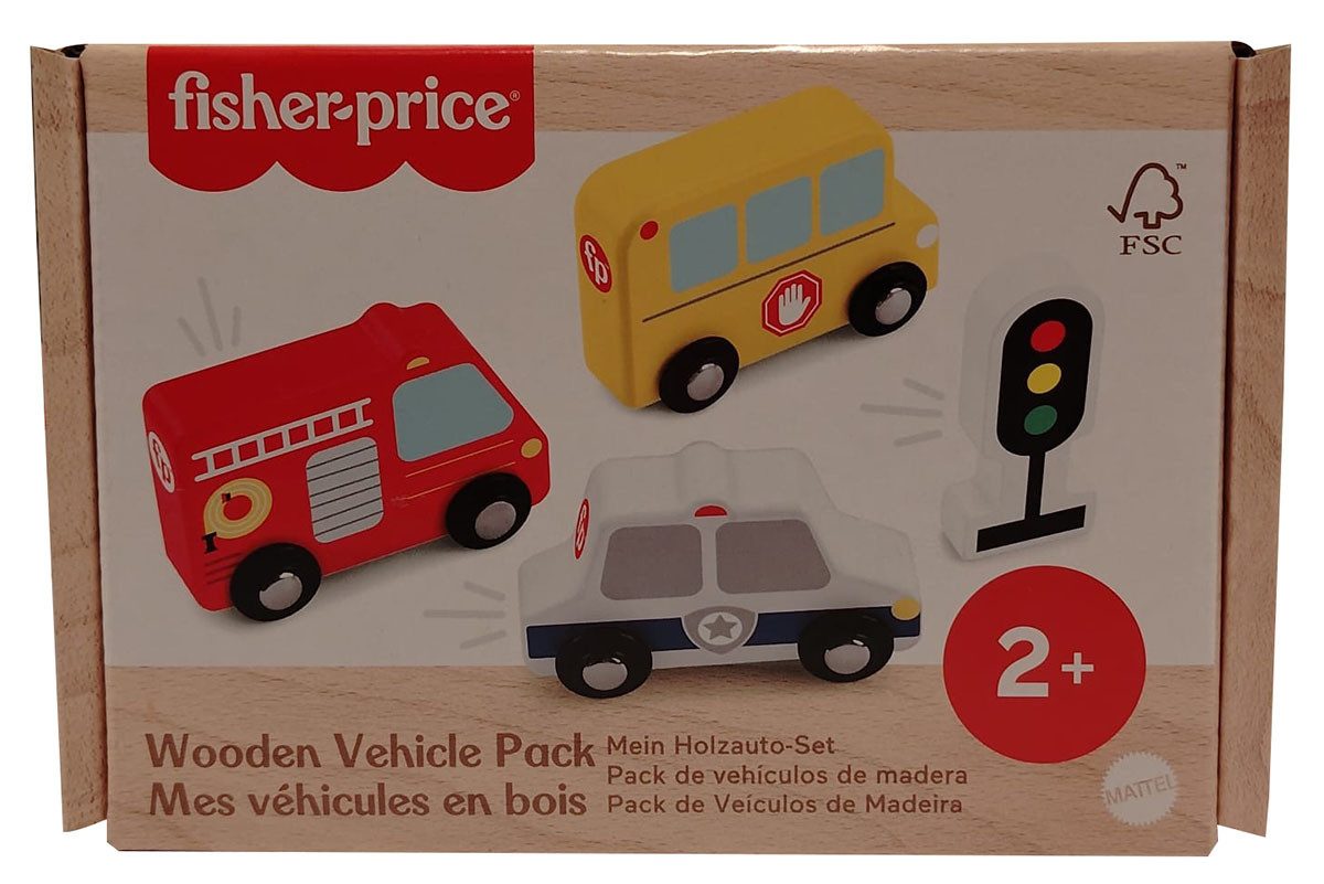 Fisher Price Spielzeug-Auto Fisher-Price - Mein Holzauto-Set für Kleinkinder 4-teiliges, Holz-Set