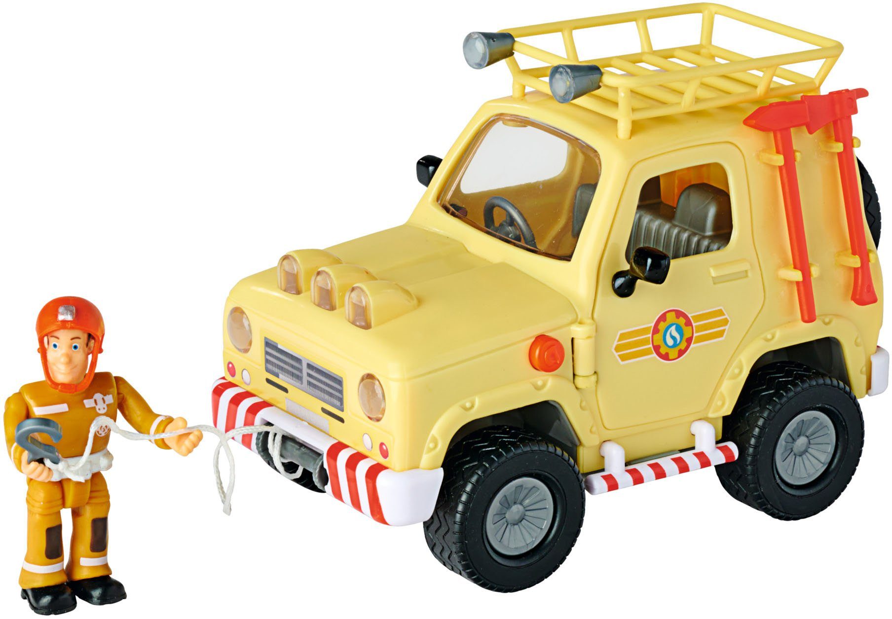 SIMBA Spielzeug-Auto Lichteffekten mit Sam, Geländewagen, 4x4 Feuerwehrmann